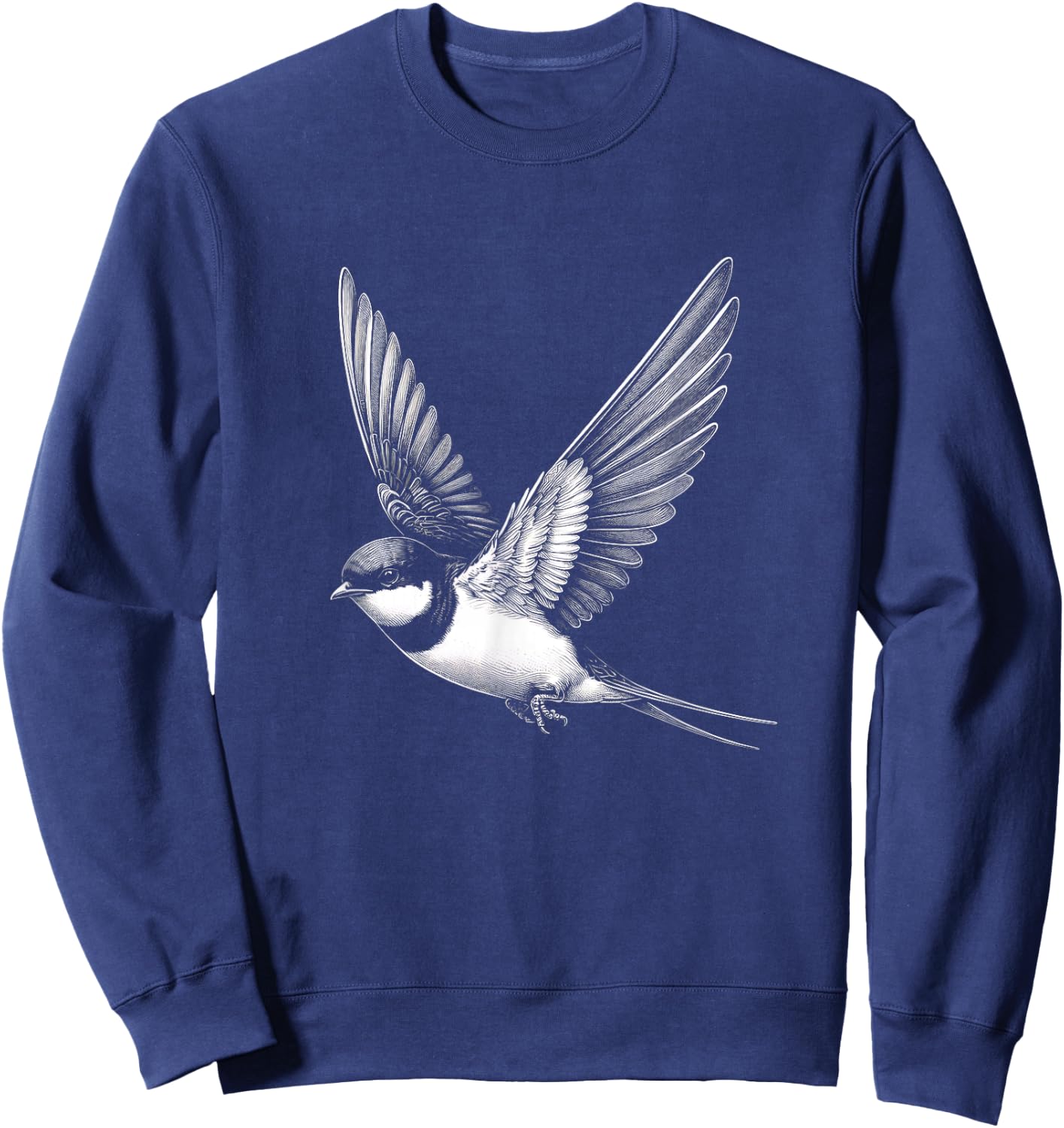 Swallow Graphic Art Bird Design Sweatshirt - Sweatshirt | Navy