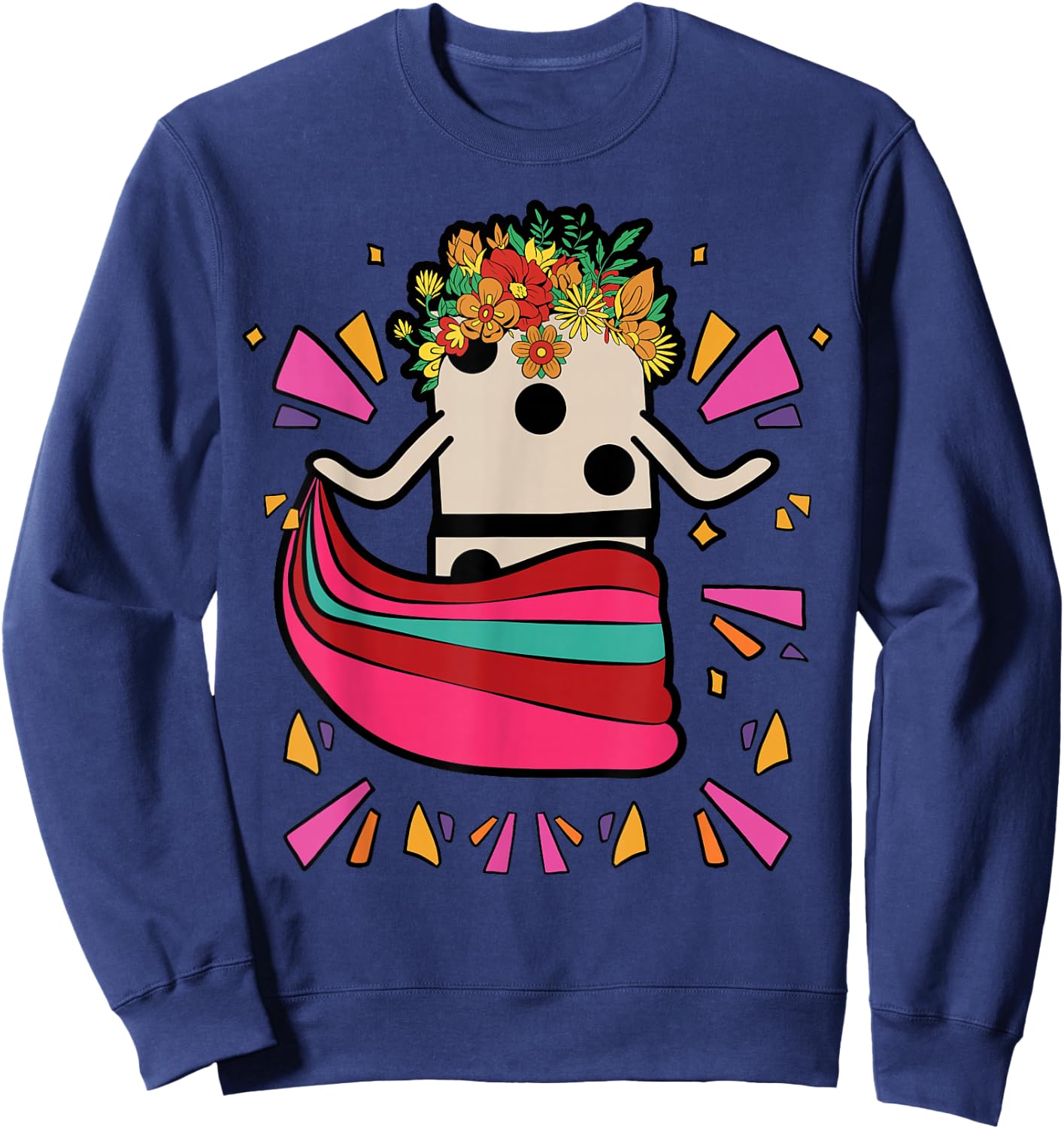 Dancing Mexican Train Domino Tile Flowers Funny Sweatshirt - Sweatshirt | Navy
