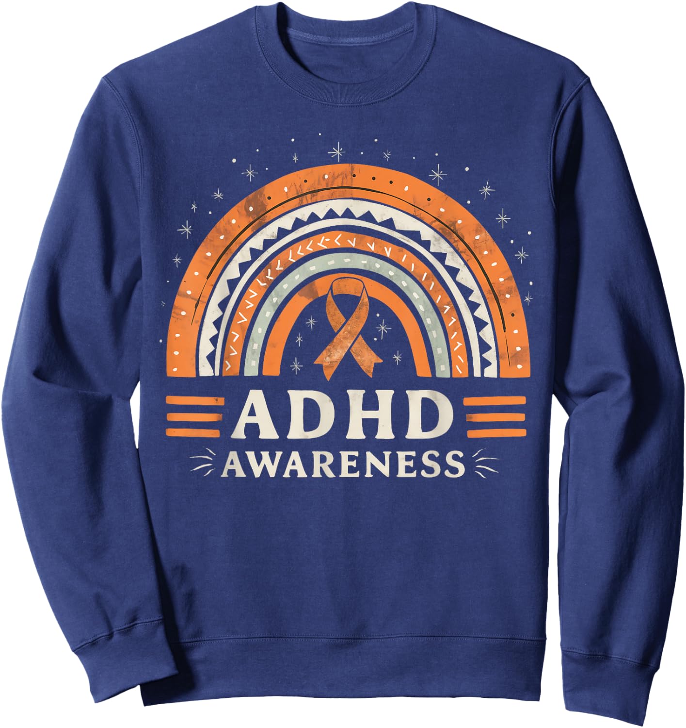 Orange Leopard Rainbow for ADHD Neurodiversity Awareness Sweatshirt - Sweatshirt | Navy
