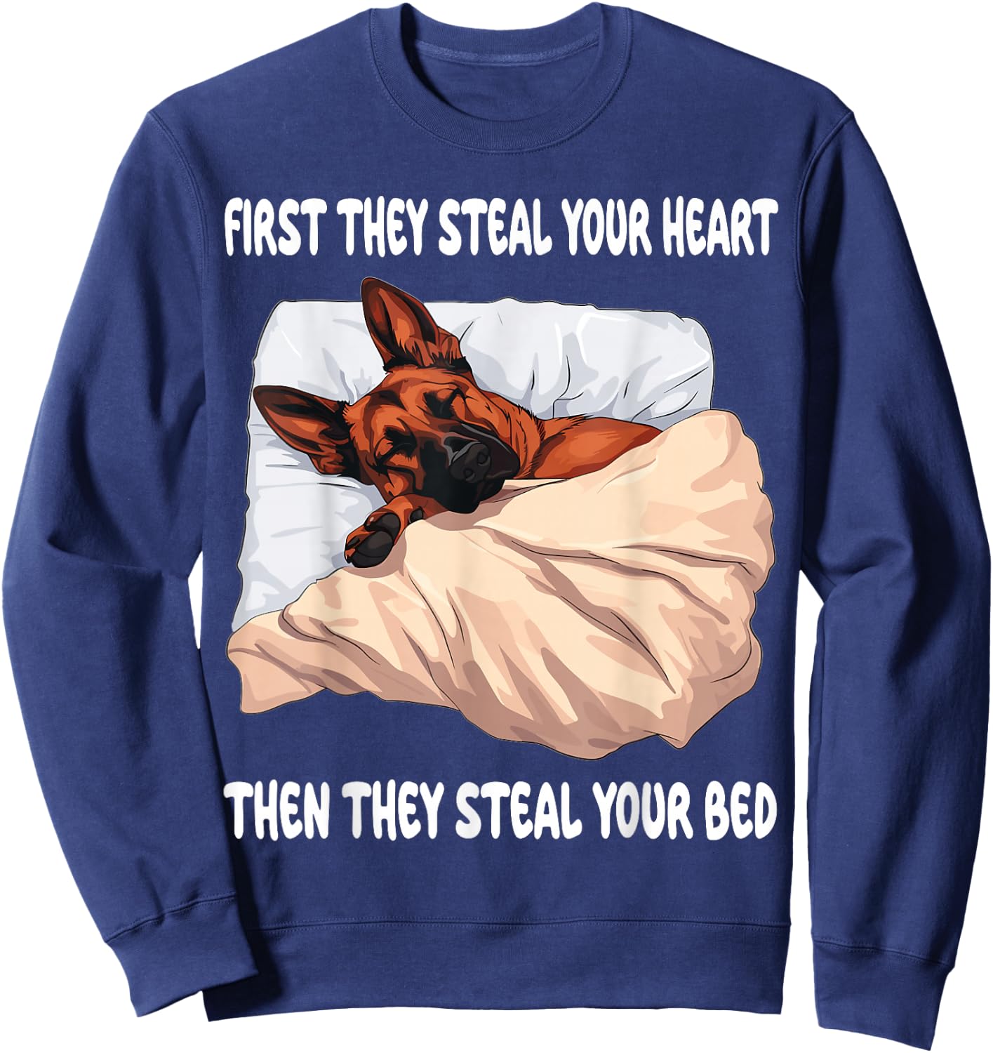 Belgian Malinois Sleeping Pajamas Nightgown Sweatshirt - Sweatshirt | Navy