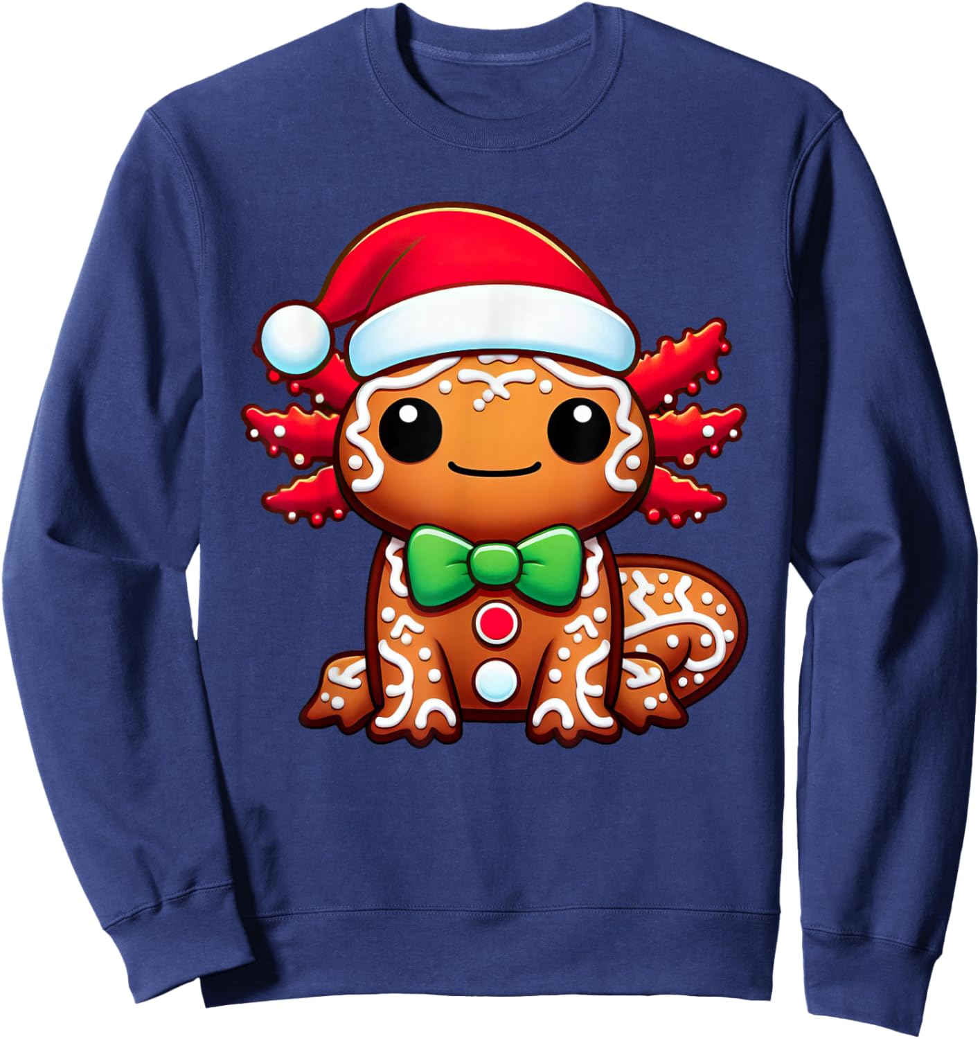 Funny Gingerbread Man Axolotl Christmas Kids Sweatshirt - Sweatshirt | Navy