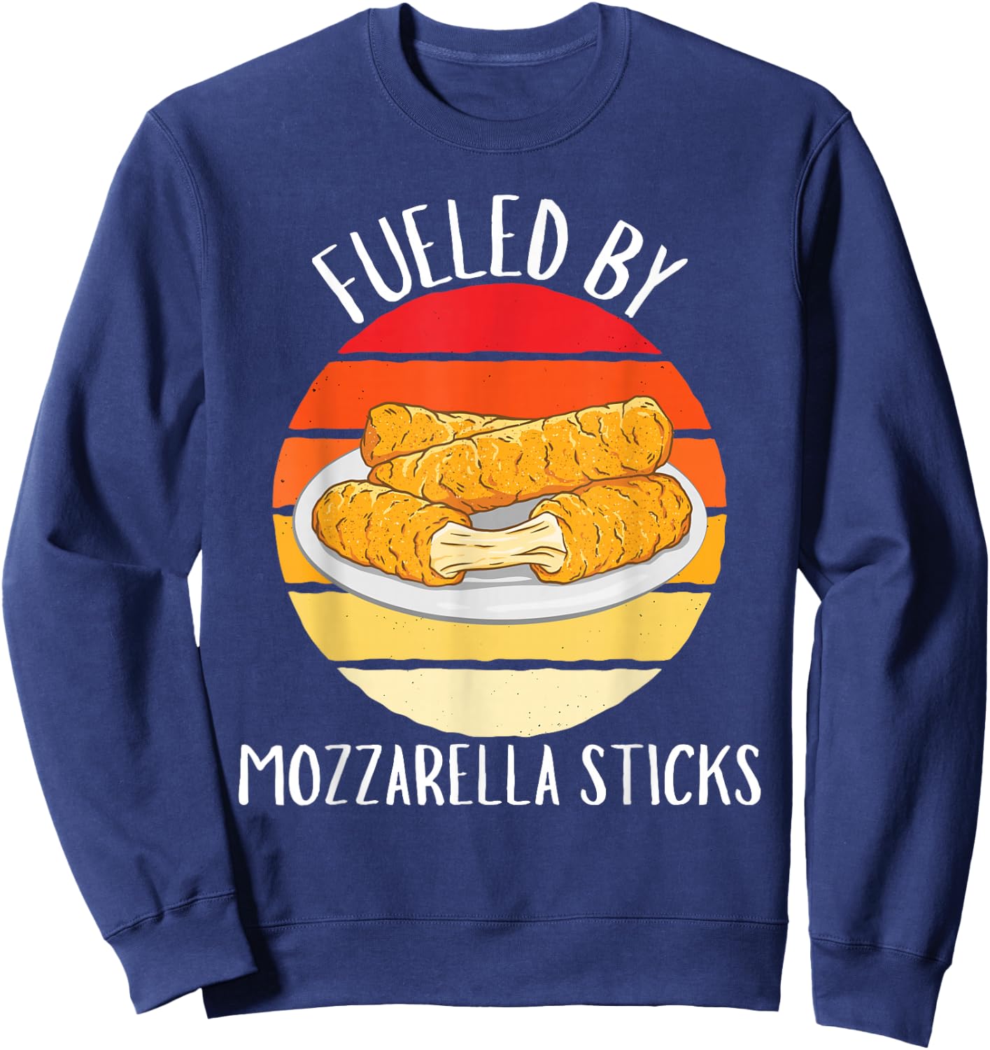Vintage Fueled By Mozzarella Sticks Food Lover Sweatshirt - Sweatshirt | Navy