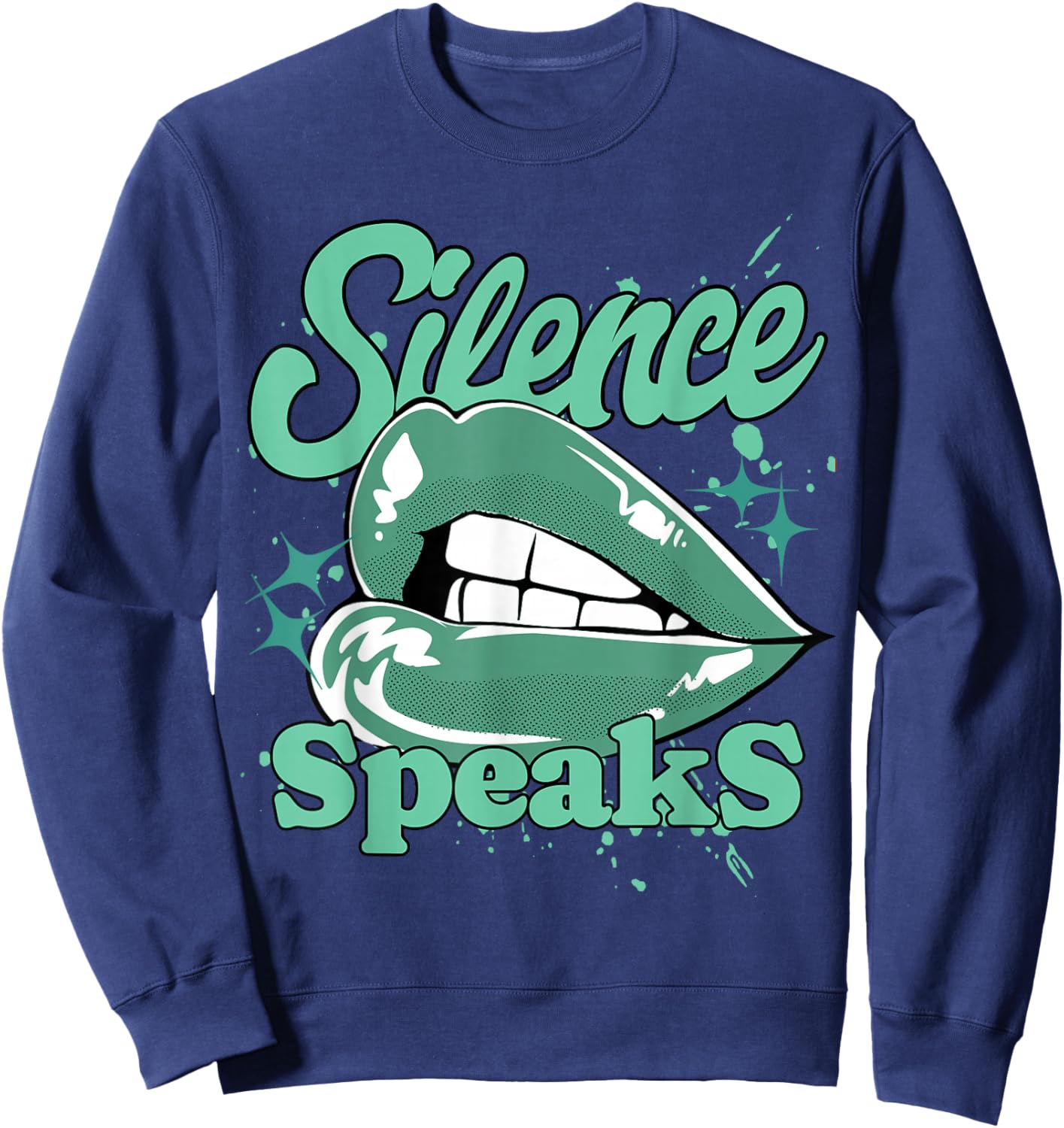 Silence Speaks Retro Green Glow 1s Matching Women Sweatshirt - Sweatshirt | Navy