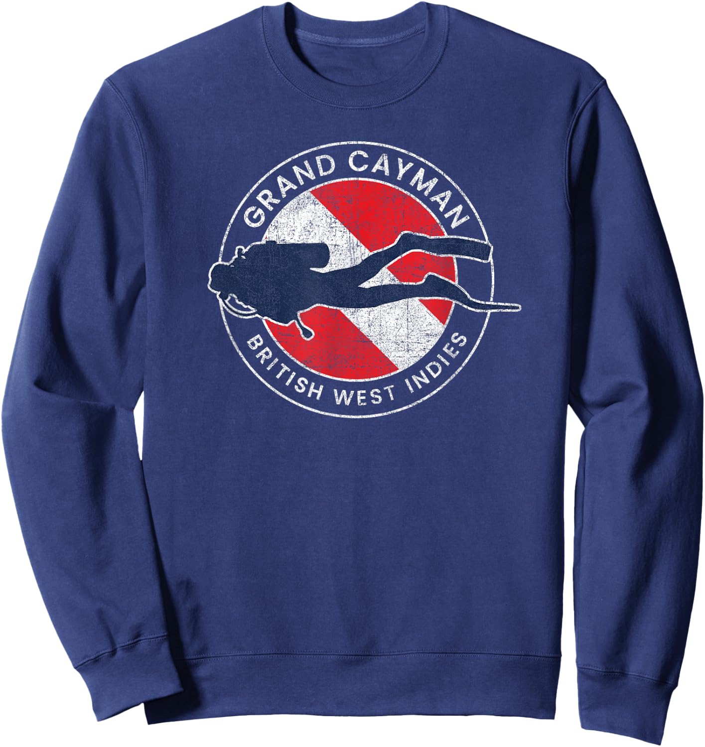 Vintage Grand Cayman Islands Scuba Dive Flag Diving Souvenir Sweatshirt - Sweatshirt | Navy
