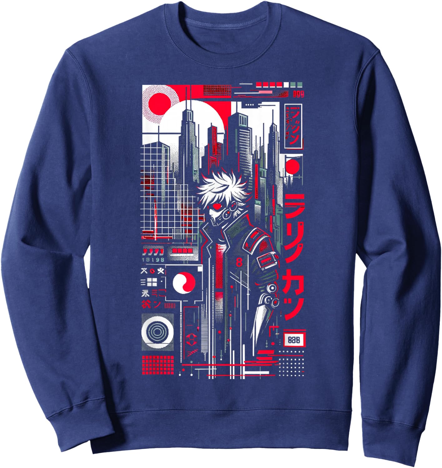 Punk Rock / Cyberpunk / 60 Cities / Men Women Youth Graphic Sweatshirt - Sweatshirt | Navy