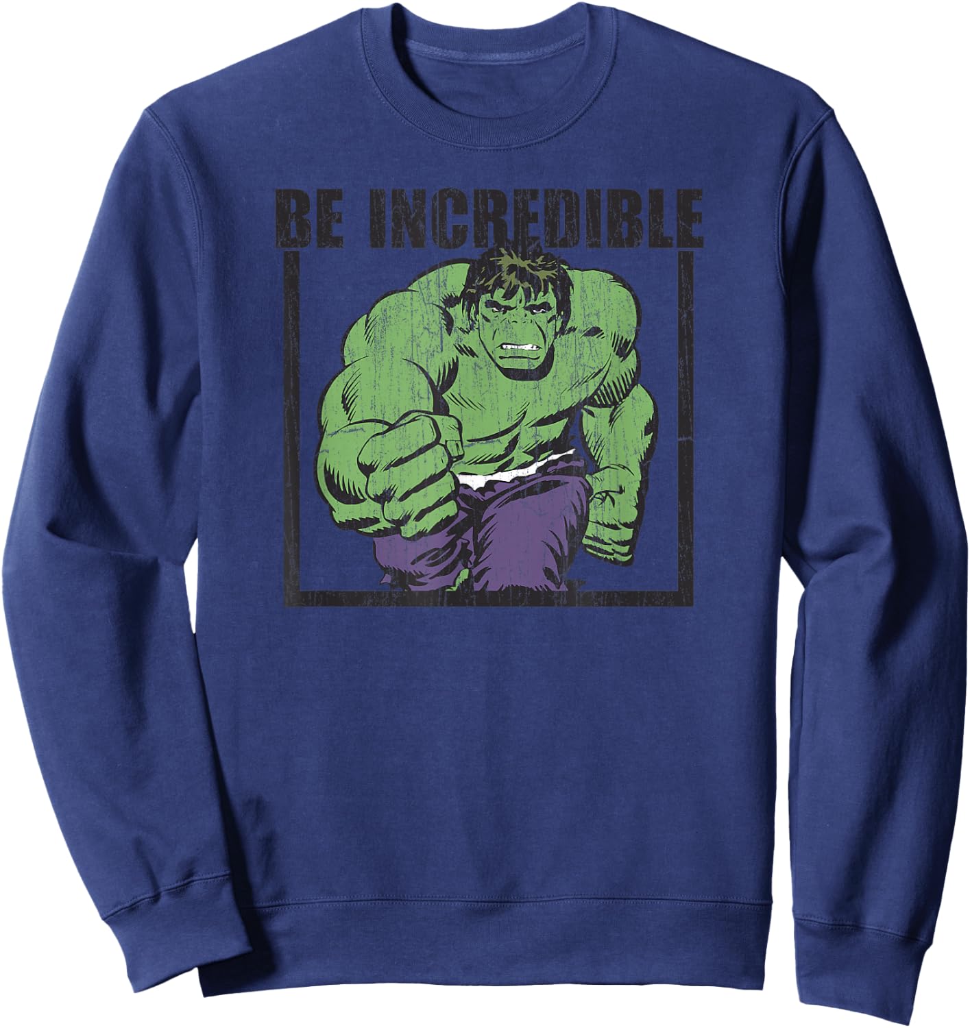 Marvel Comics Retro Classic Vintage Hulk Be Incredible Sweatshirt - Sweatshirt | Navy
