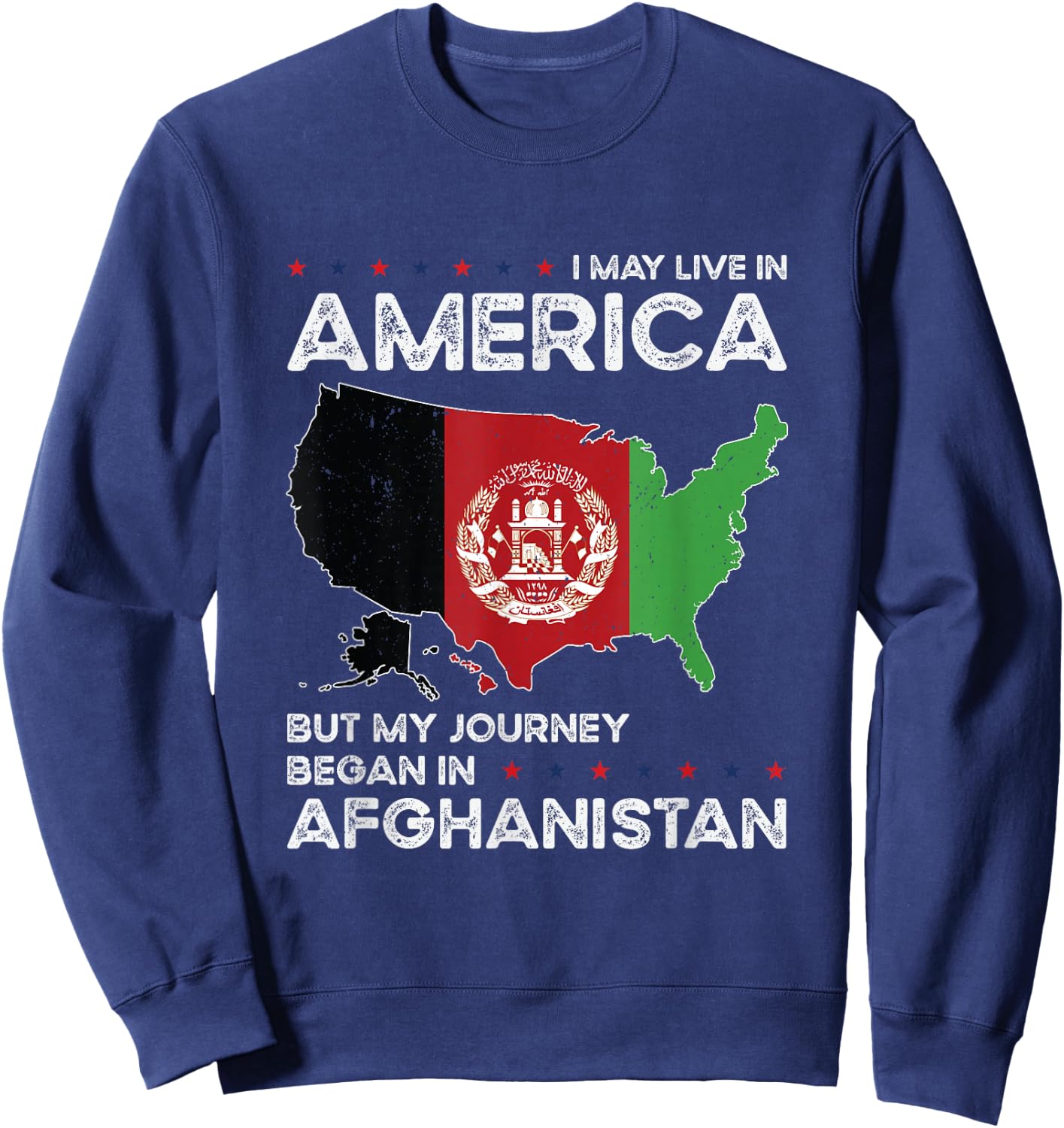 Afghan American Patriot USA Grown Afghanistan US Flag Sweatshirt - Sweatshirt | Navy