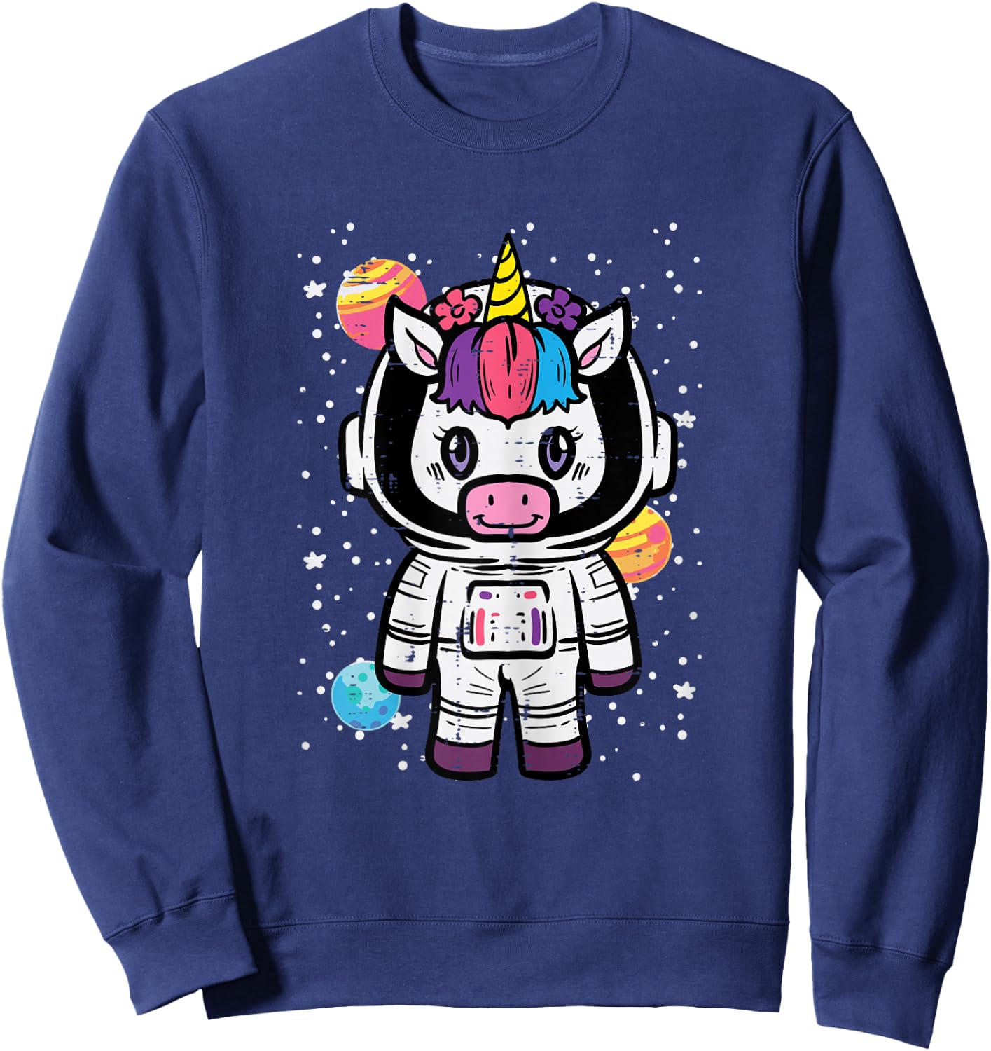 Astronaut Unicorn Cute Space Galaxy Toddler Girls Kids Women Sweatshirt - Sweatshirt | Navy