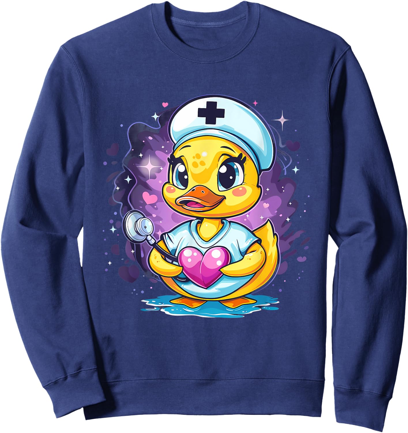Rubber Duck Nurse Nursing School Rubber Duckie Stethoscope Sweatshirt - Sweatshirt | Navy