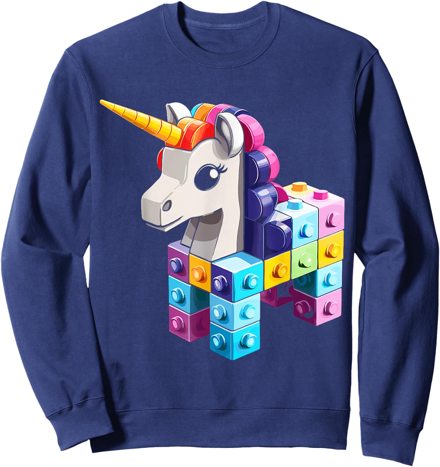 Master Builder Bricks Blocks Play Toys Unicorn Youth Kids Sweatshirt - Sweatshirt | Navy