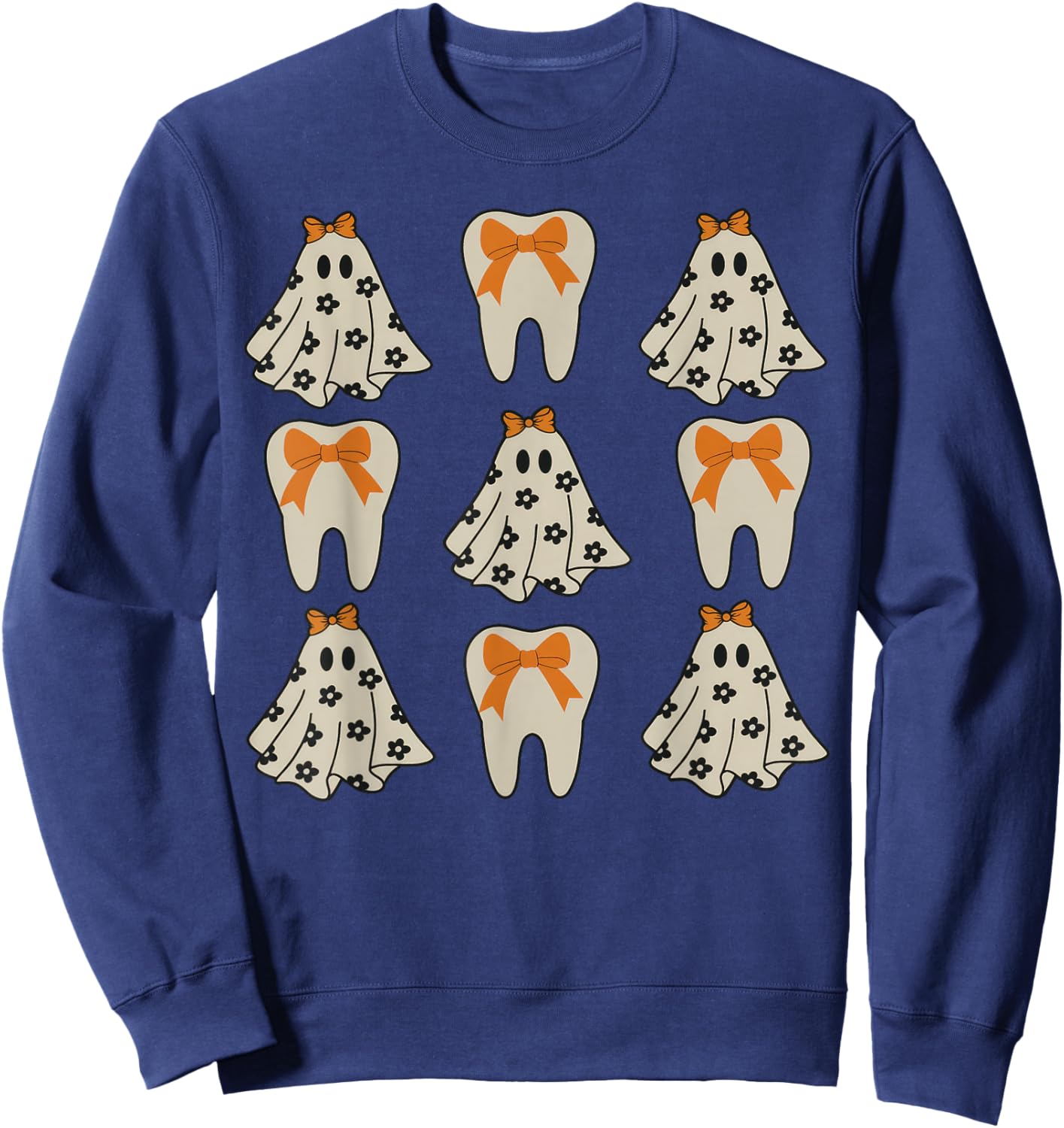 Floral Ghost Teeth Dental Dentist Halloween Costume Sweatshirt - Sweatshirt | Navy