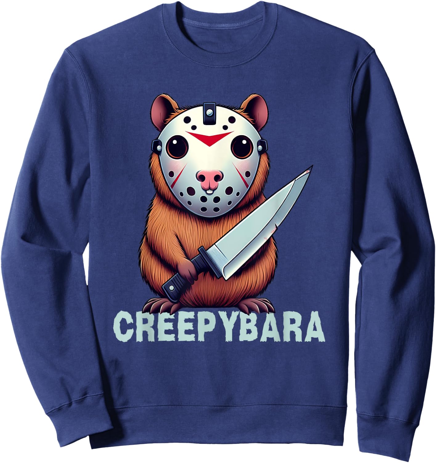 Creepybara Horror Capybara – Funny Halloween Scary Animal Sweatshirt - Sweatshirt | Navy