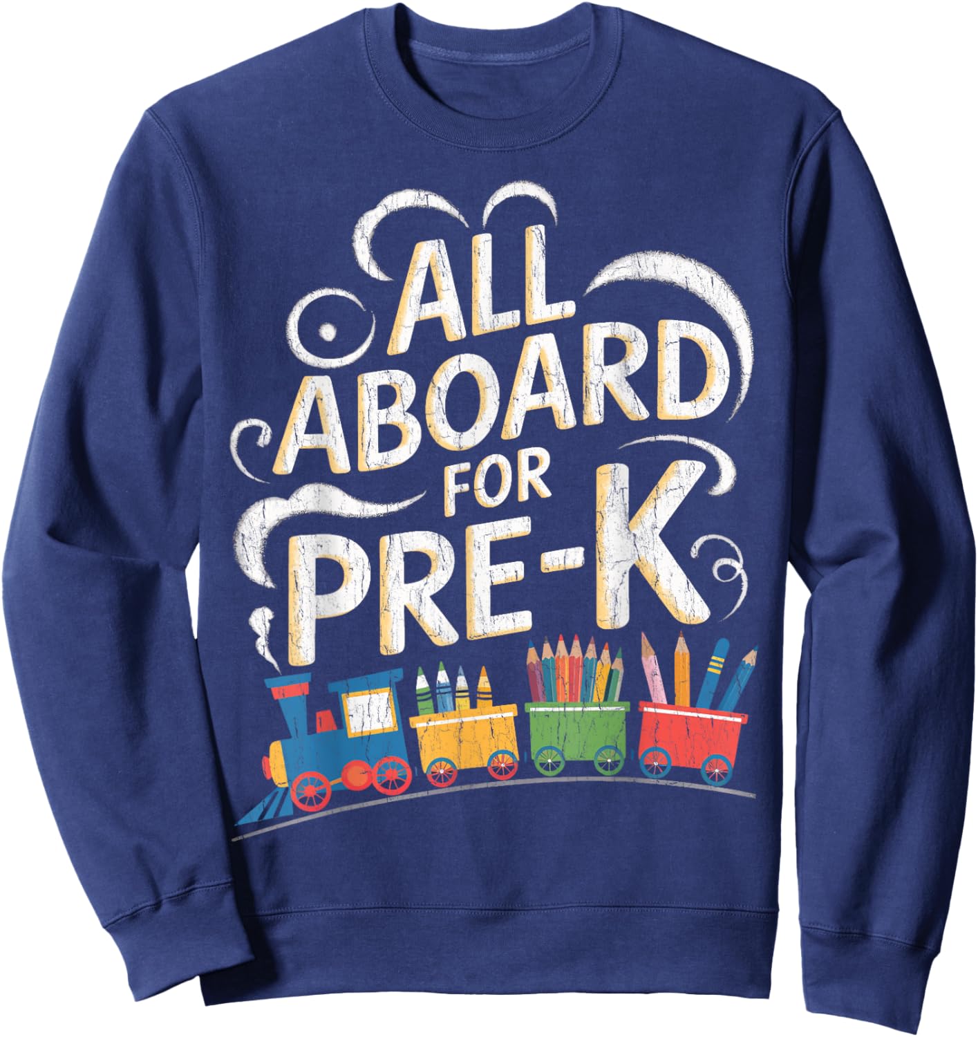 All Aboard For Pre-K Back To School Pre-K Crew Pre-K Teacher Sweatshirt - Sweatshirt | Navy
