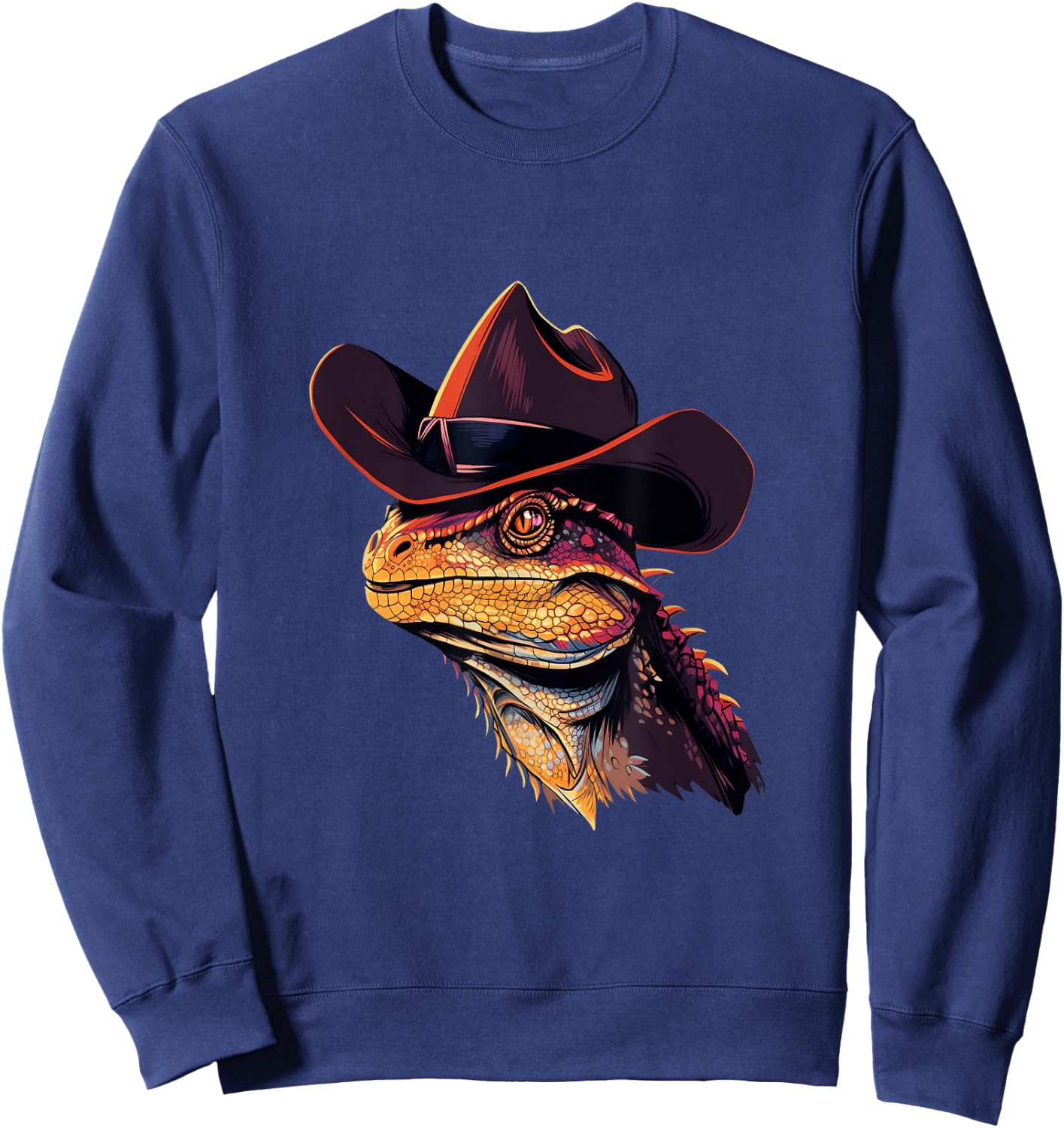 Bearded Dragon Cowboy Hat Reptile Lizard Western Sweatshirt - Sweatshirt | Navy