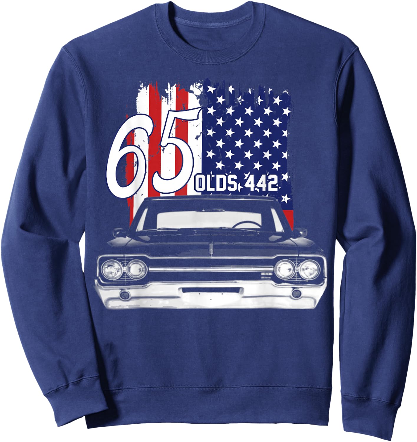 1965 65 Olds 442 Muscle Car Sweatshirt - Sweatshirt | Navy