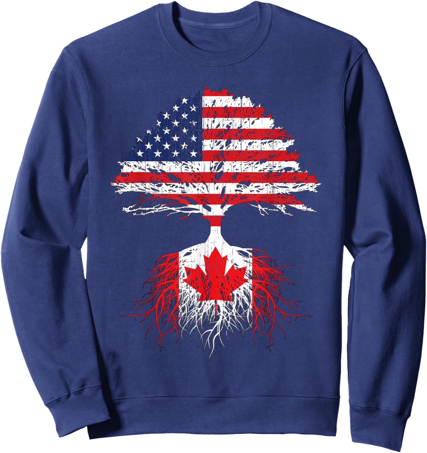 Canadian Roots American Grown Canada Flag Men Women Sweatshirt - Sweatshirt | Navy