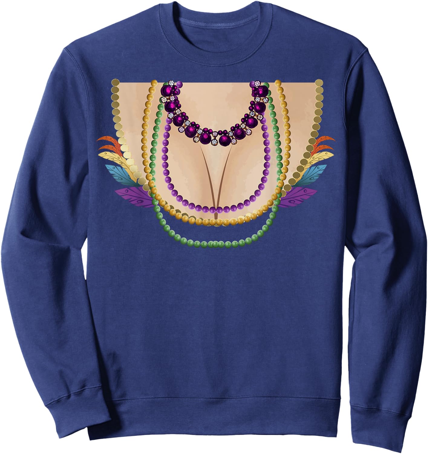 Funny Boobs Mardi Gras New Orleans Gift Sweatshirt - Sweatshirt | Navy