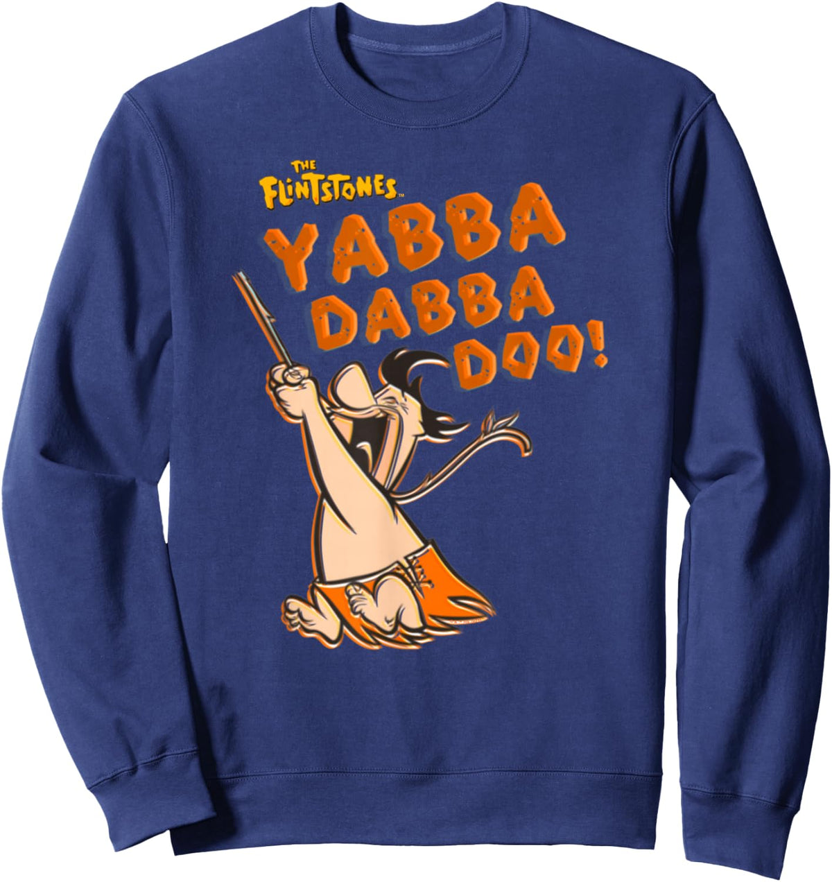 Popfunk The Flintstones Fred Yabba Dabba Doo! -Kids Cartoon-Character Blue Small Sweatshirt - Sweatshirt | Navy