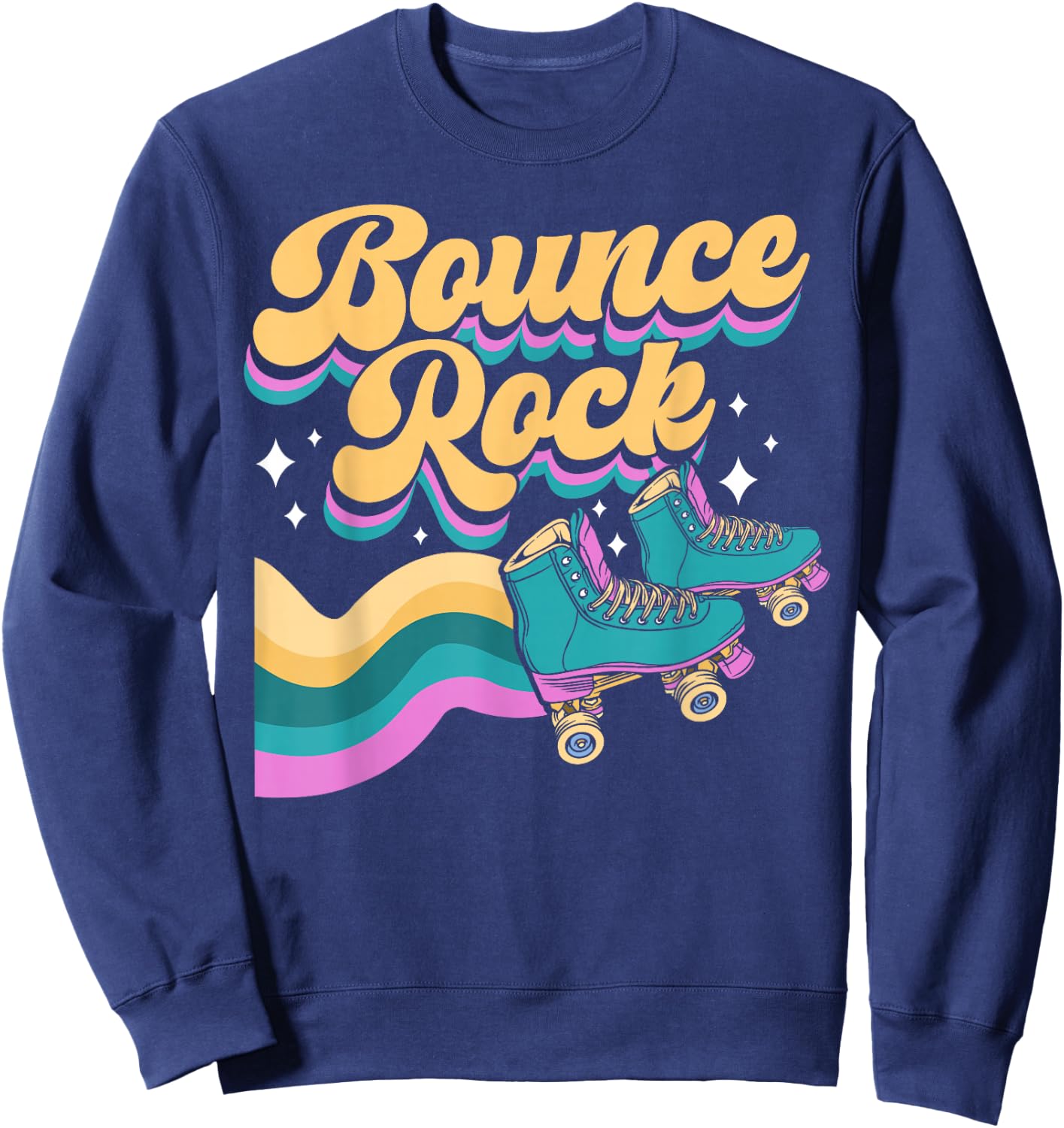 Cool Roller Skating Skate Girl 1970s Retro Bounce Rock Sweatshirt - Sweatshirt | Navy