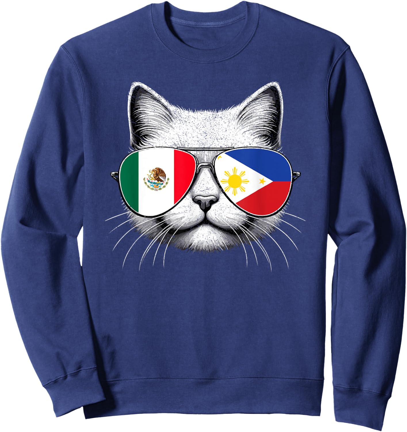 Half Mexican Half Filipino Funny Cat Mexipino Women Kids Sweatshirt - Sweatshirt | Navy