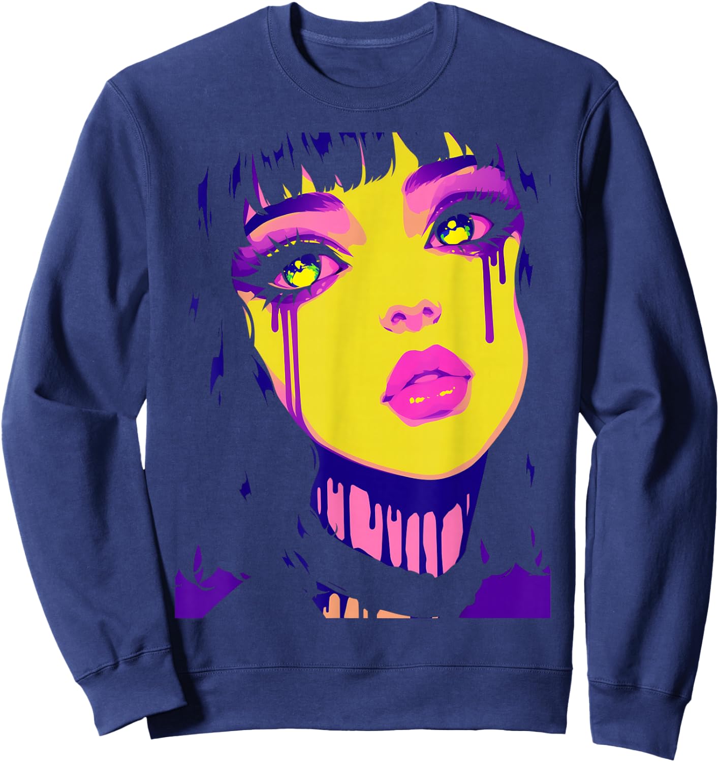 Cybergoth Cybercore Grunge Punk Goth Girl Alt Anime Manga Sweatshirt - Sweatshirt | Navy