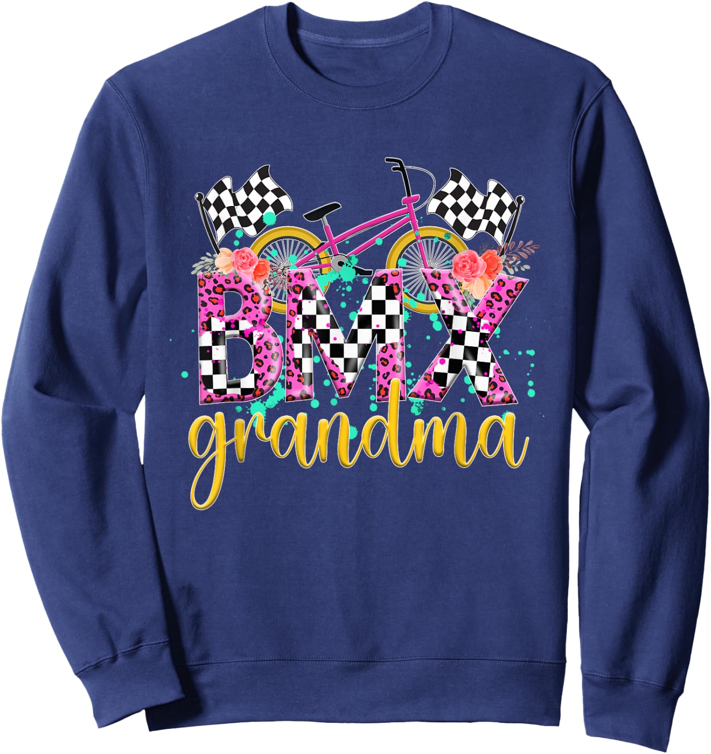 BMX Grandma Leopard Grandma Of A BMX Rider Grandmother Sweatshirt - Sweatshirt | Navy