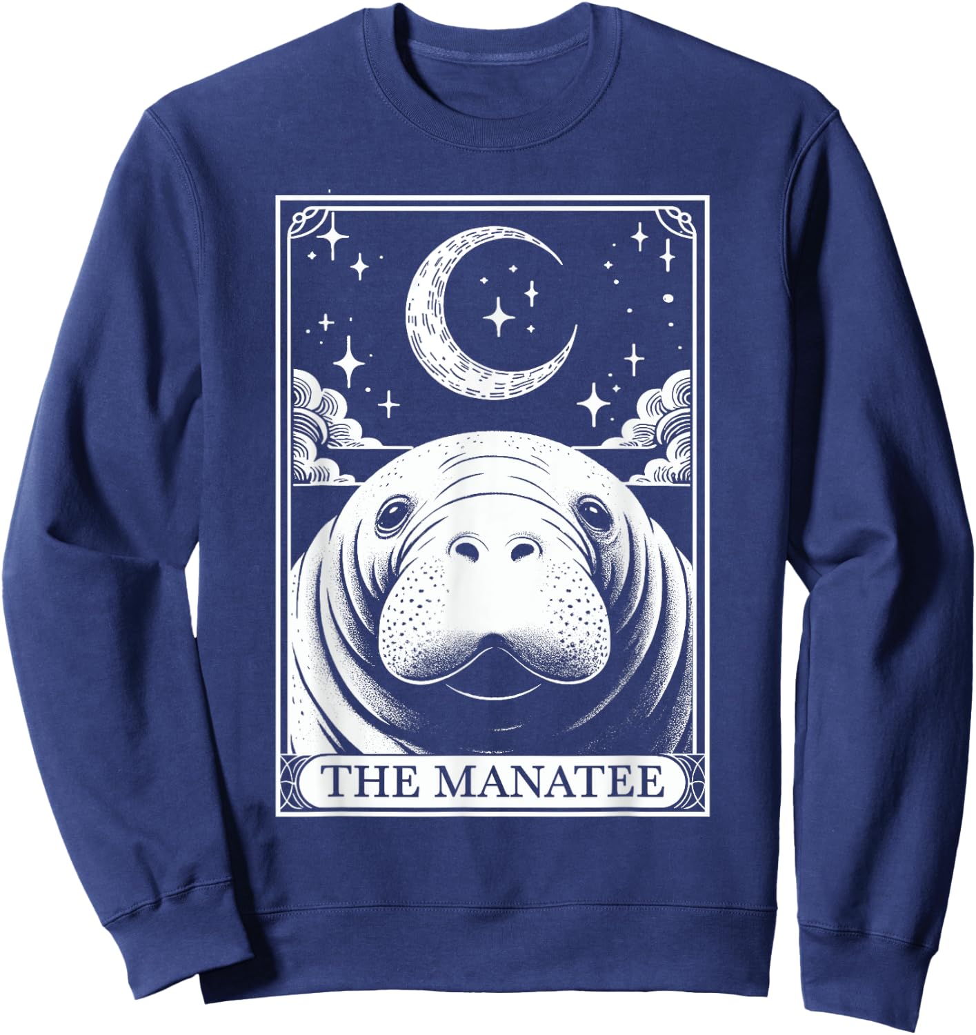 Tarot Card Vintage Crescent Moon Manatee Sea Animal Lovers Sweatshirt - Sweatshirt | Navy