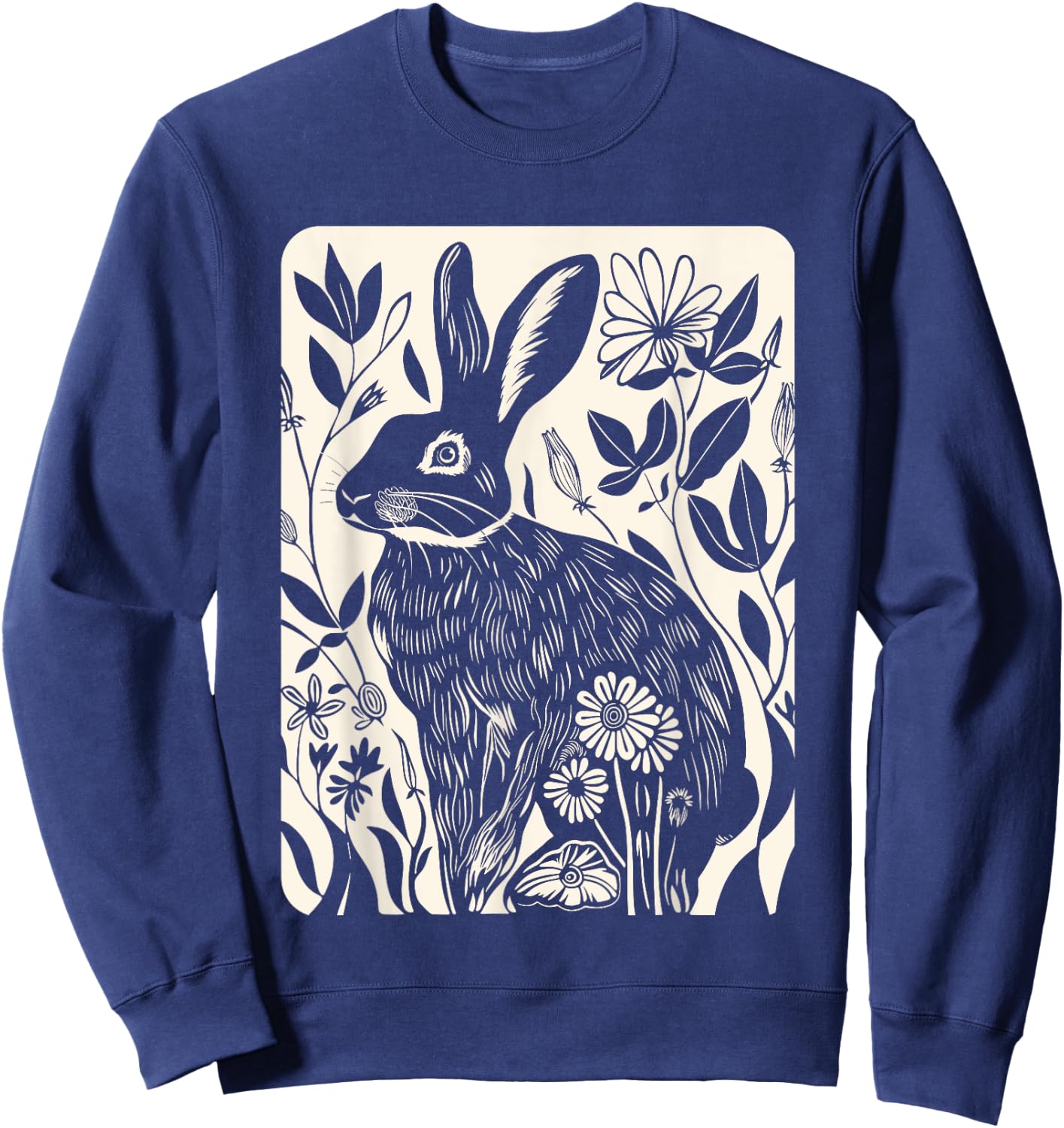 Easter Rabbit Flowers Nature Bunny Lovers, Women, Girls Sweatshirt - Sweatshirt | Navy