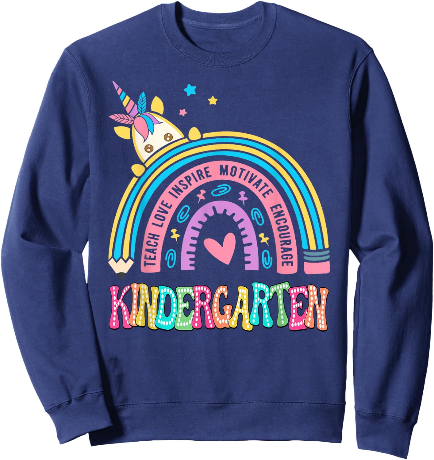 Kindergarten Unicorn Rainbow First Day Of School Sweatshirt - Sweatshirt | Navy