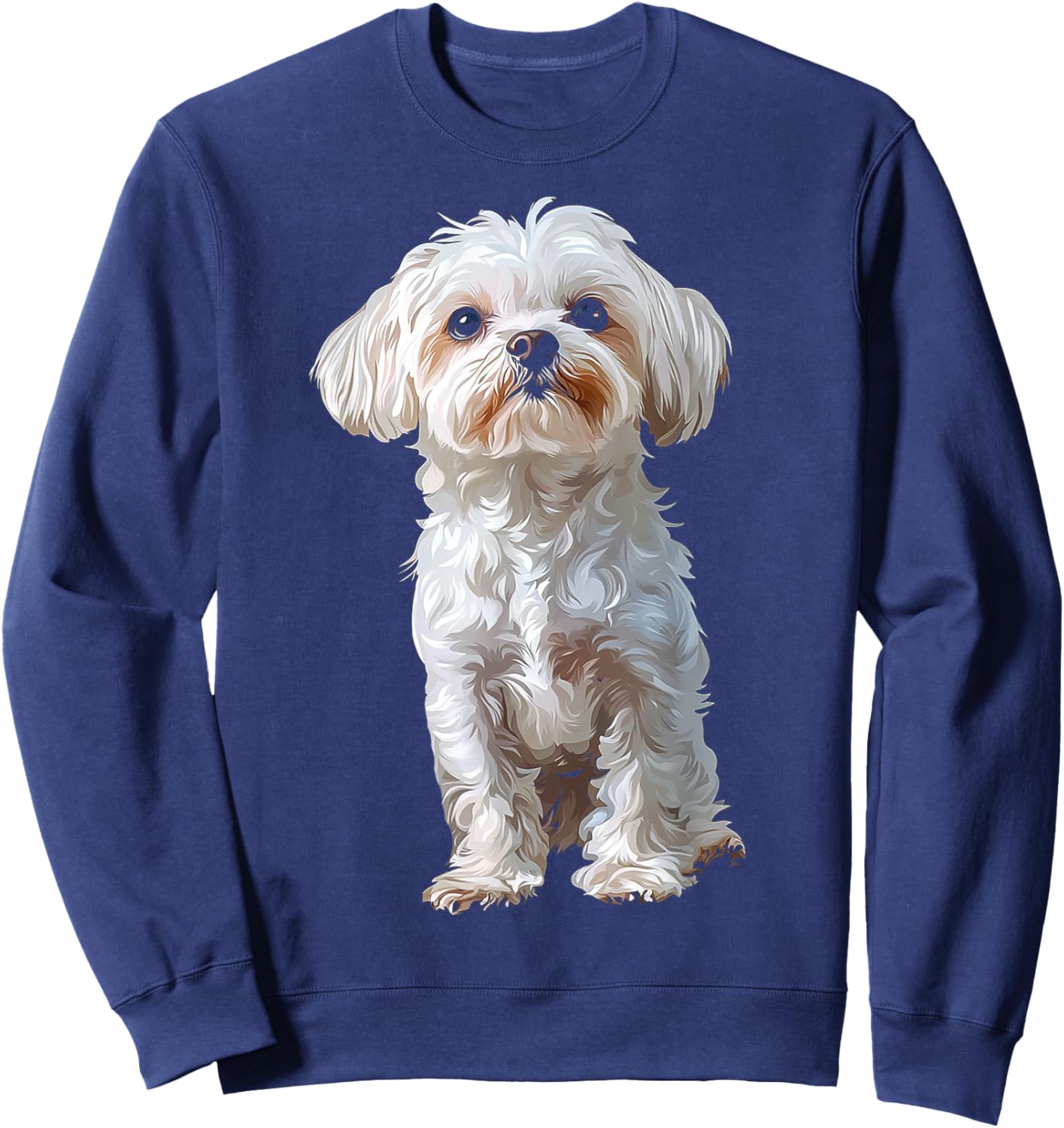 Maltese Dog Motif Pet Art Maltese Sweatshirt - Sweatshirt | Navy