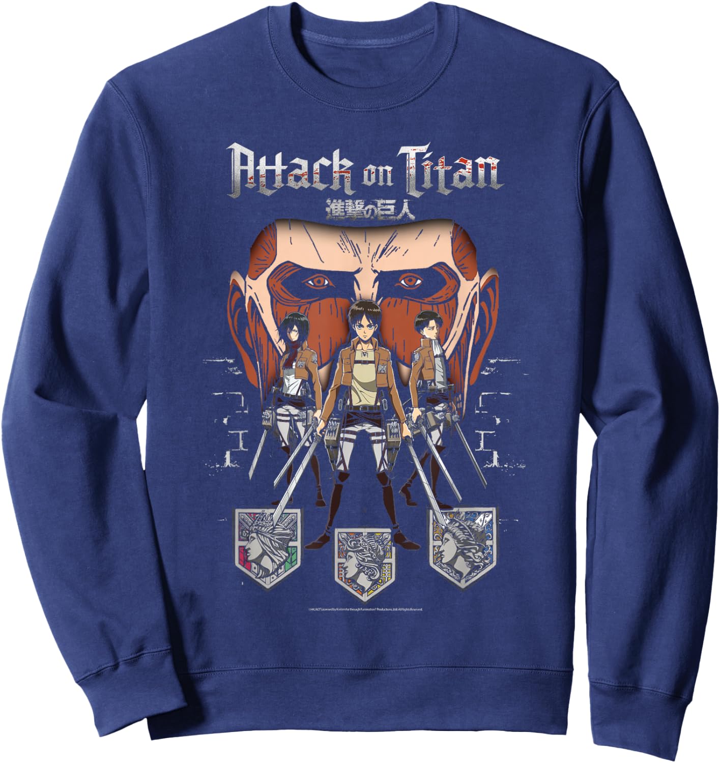 Attack on Titan Titan in Shadows Anime Sweatshirt - Sweatshirt | Navy