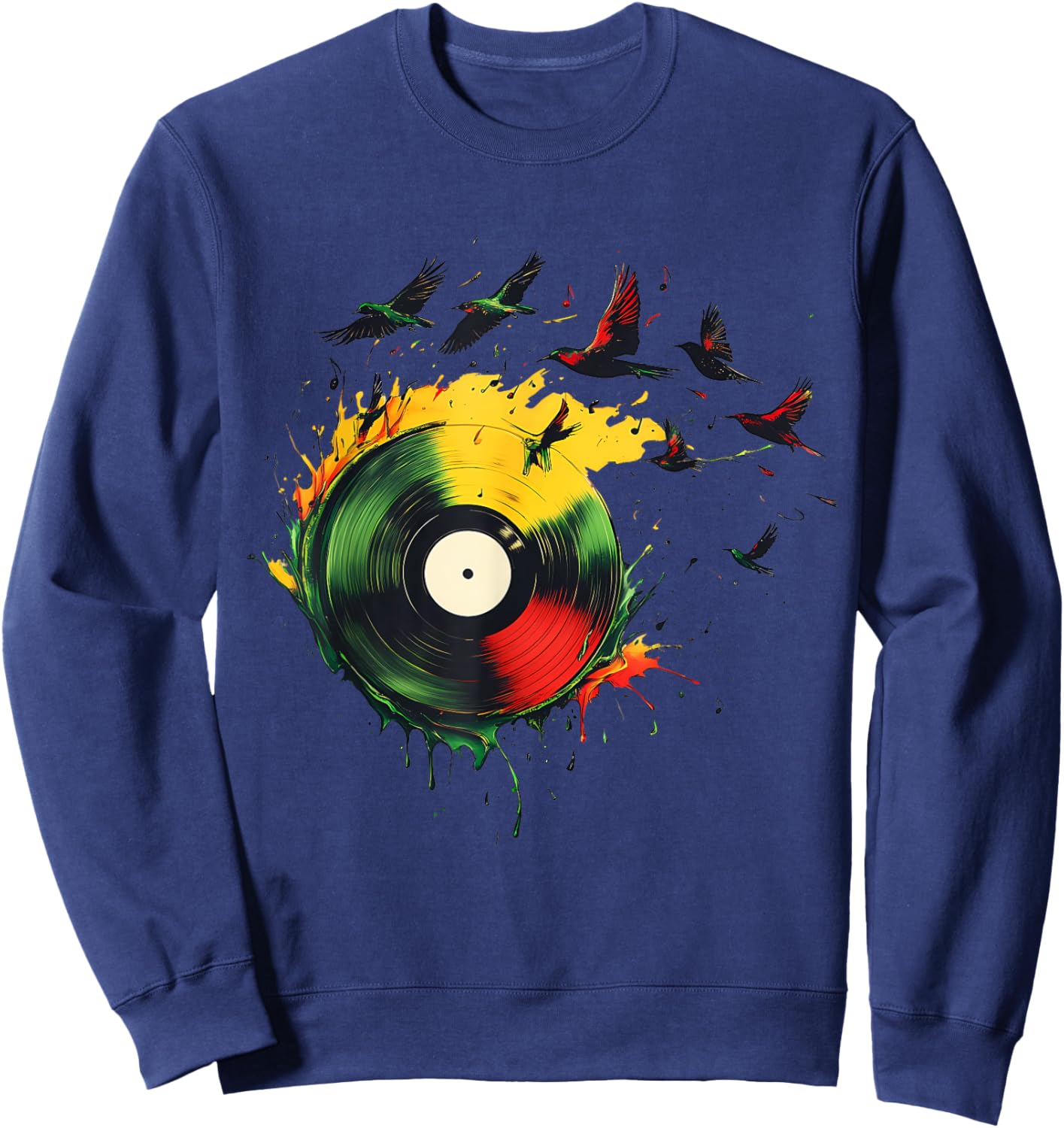 Rasta Vinyl Rastafarian Roots Jamaican Reggae Music Sweatshirt - Sweatshirt | Navy