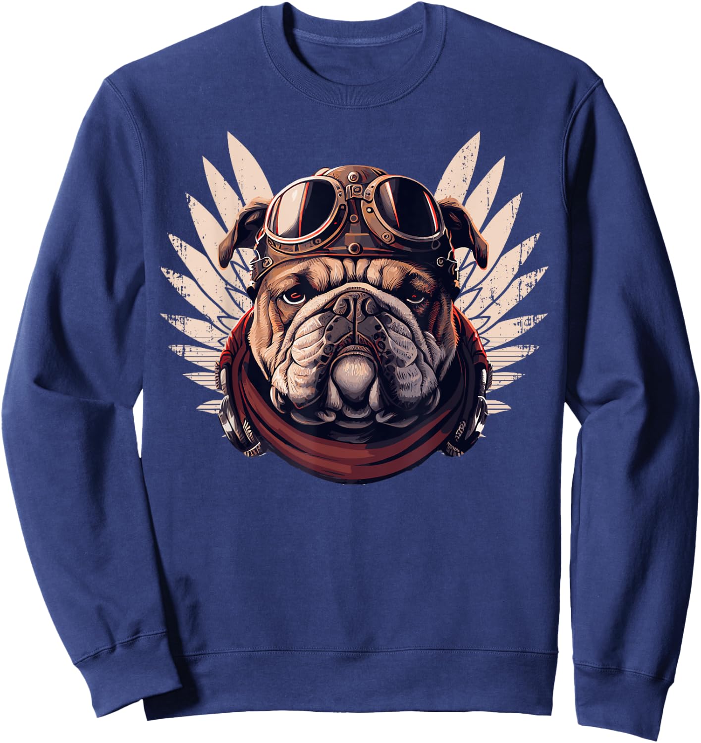 English Bulldog Biker Helmet Motorcycle Aesthetic Women Girls Kids Sweatshirt - Sweatshirt | Navy