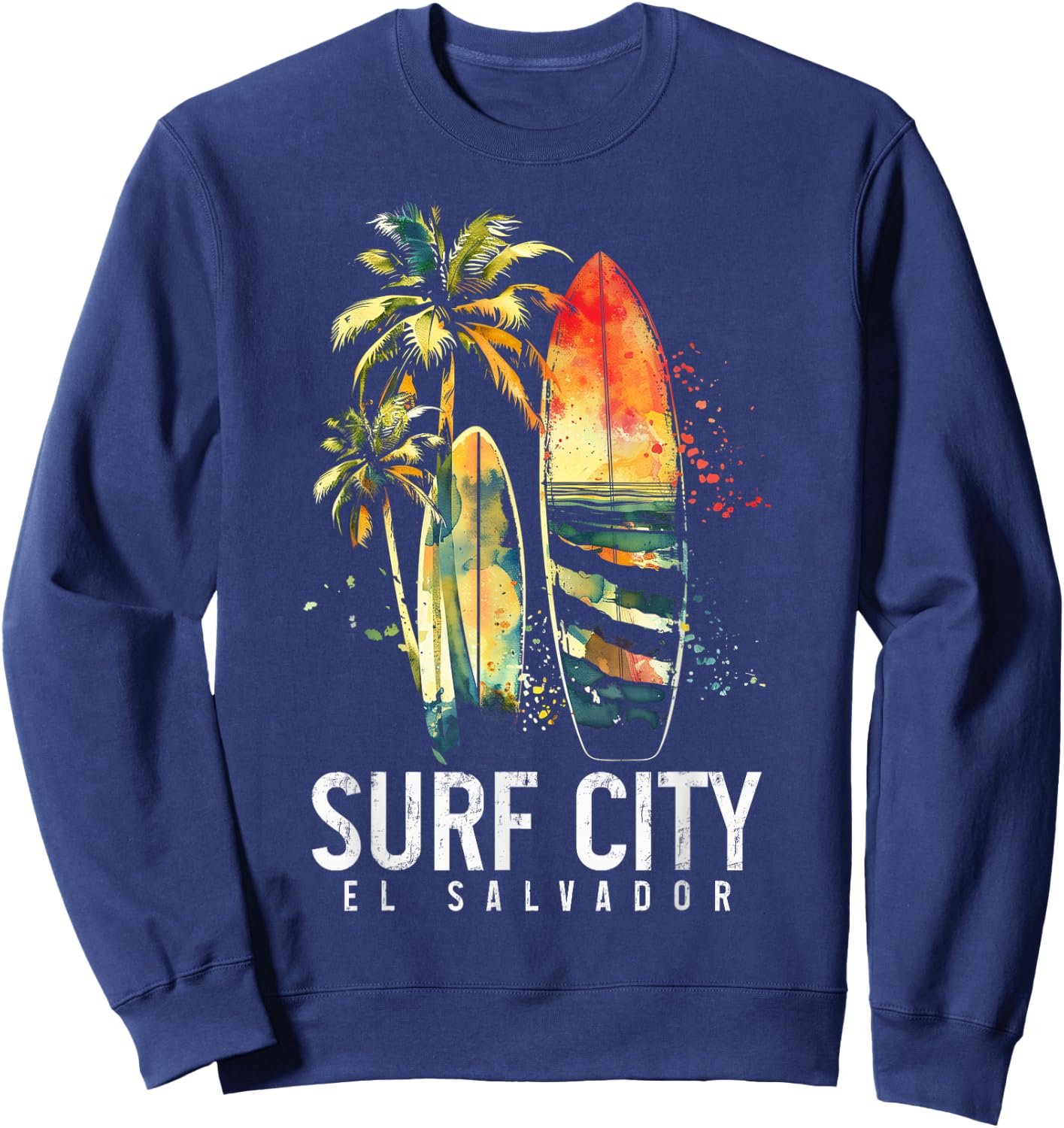 Surf City El Salvador Vintage Surfer Sweatshirt - Sweatshirt | Navy