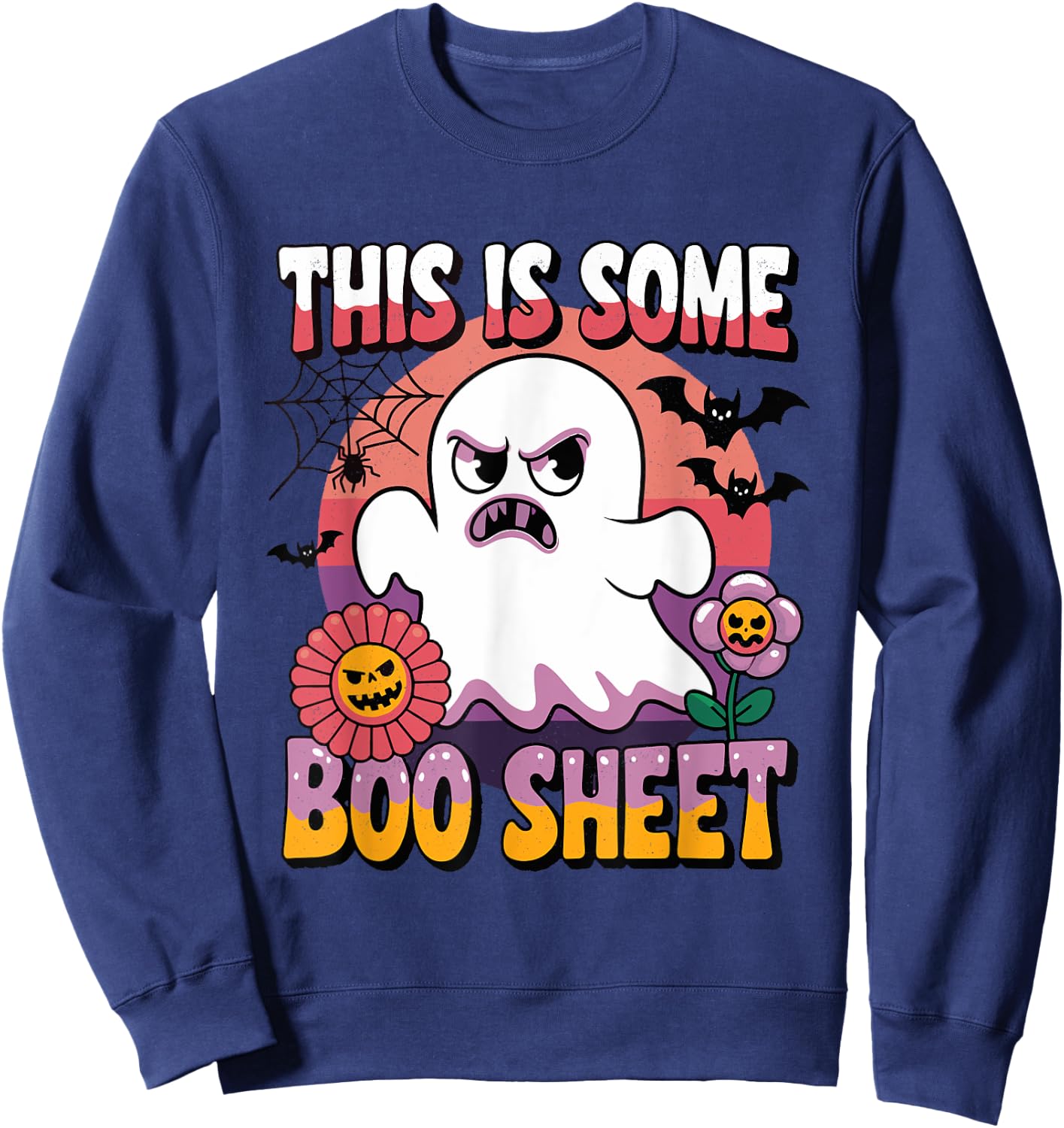 Groovy Ghost This is Some Boo Sheet Funny Halloween Costume Sweatshirt - Sweatshirt | Navy