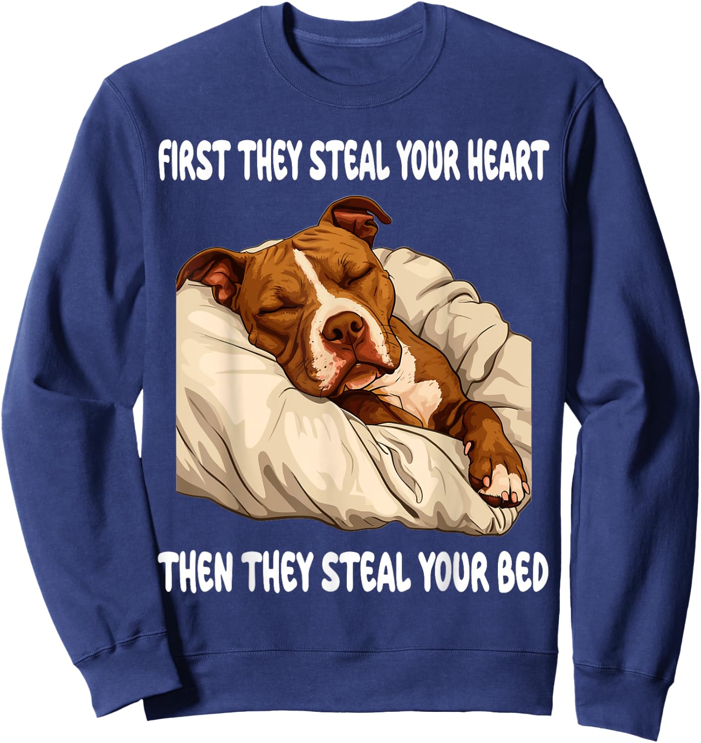 Pitbull Sleeping Pajamas Nightgown Sweatshirt - Sweatshirt | Navy