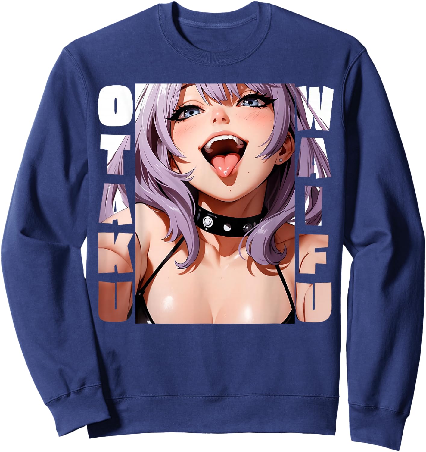 Lewd Anime Girl |Otaku Waifu | Anime Manga Hentai Face Gift Sweatshirt - Sweatshirt | Navy