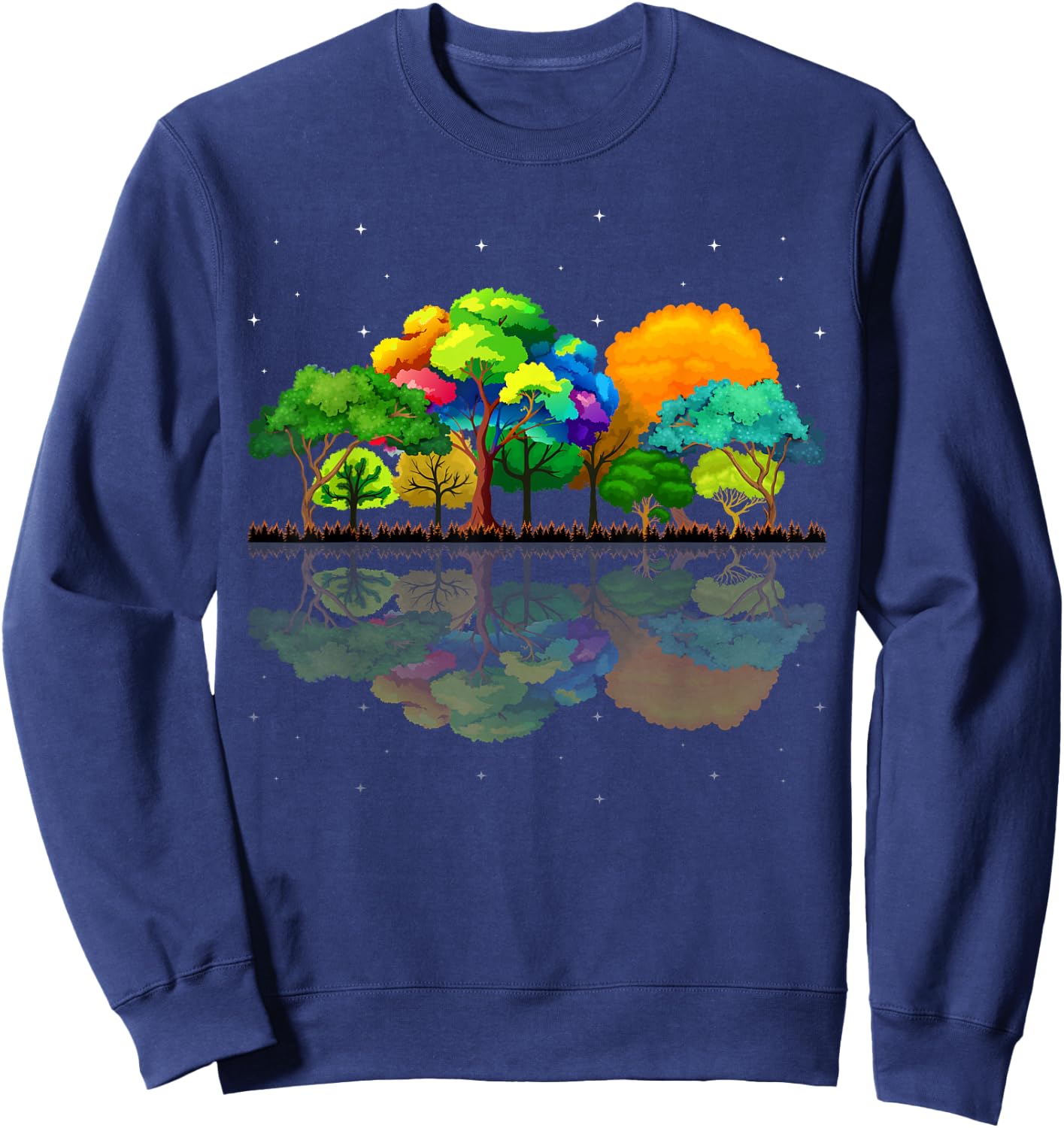 Nature Reflection Forest Trees Outdoor Wildlife Sweatshirt - Sweatshirt | Navy