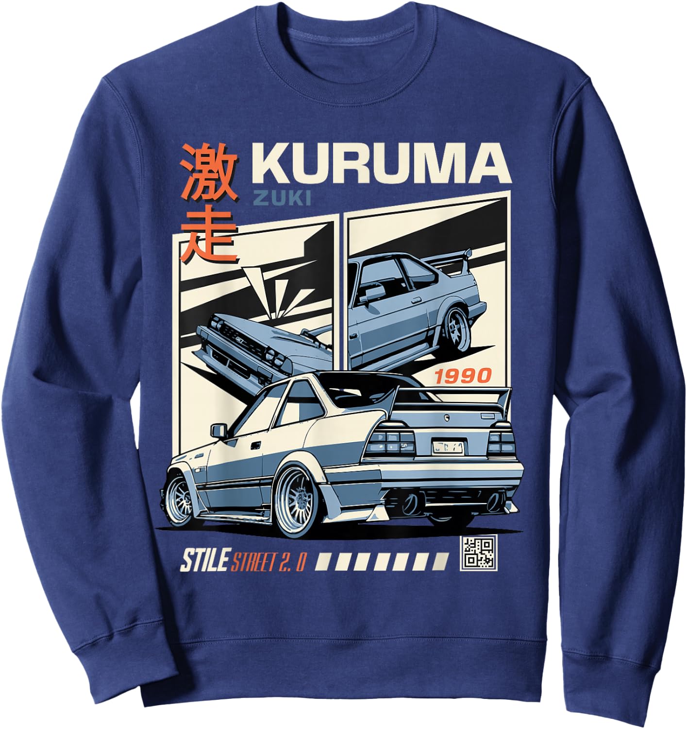 Vintage KURUMA Japanese JDM Tokyo Japan Drift Race Car Sweatshirt - Sweatshirt | Navy