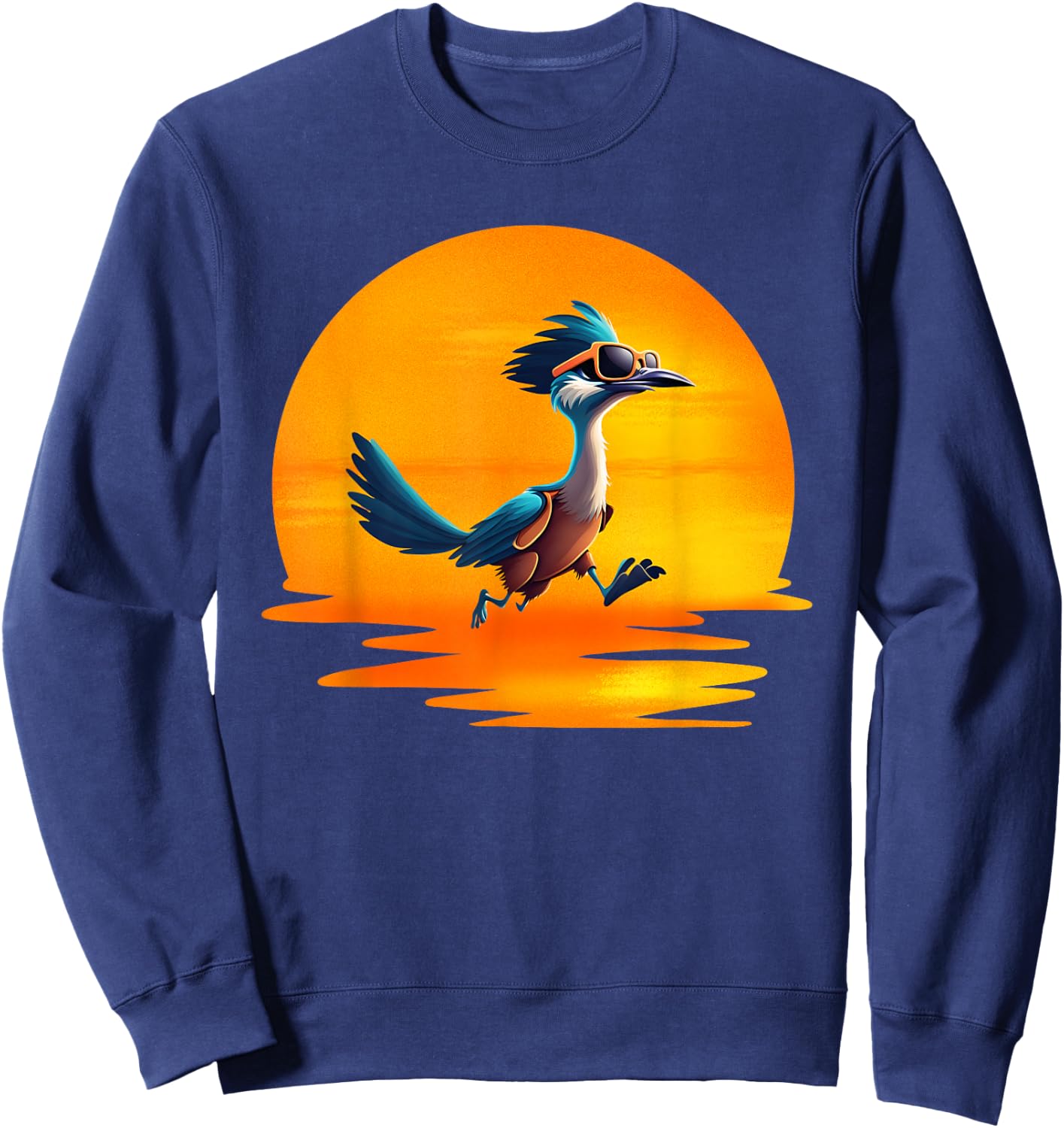 Roadrunner Sunset Fast Bird Running The Roads Sunglasses Sweatshirt - Sweatshirt | Navy
