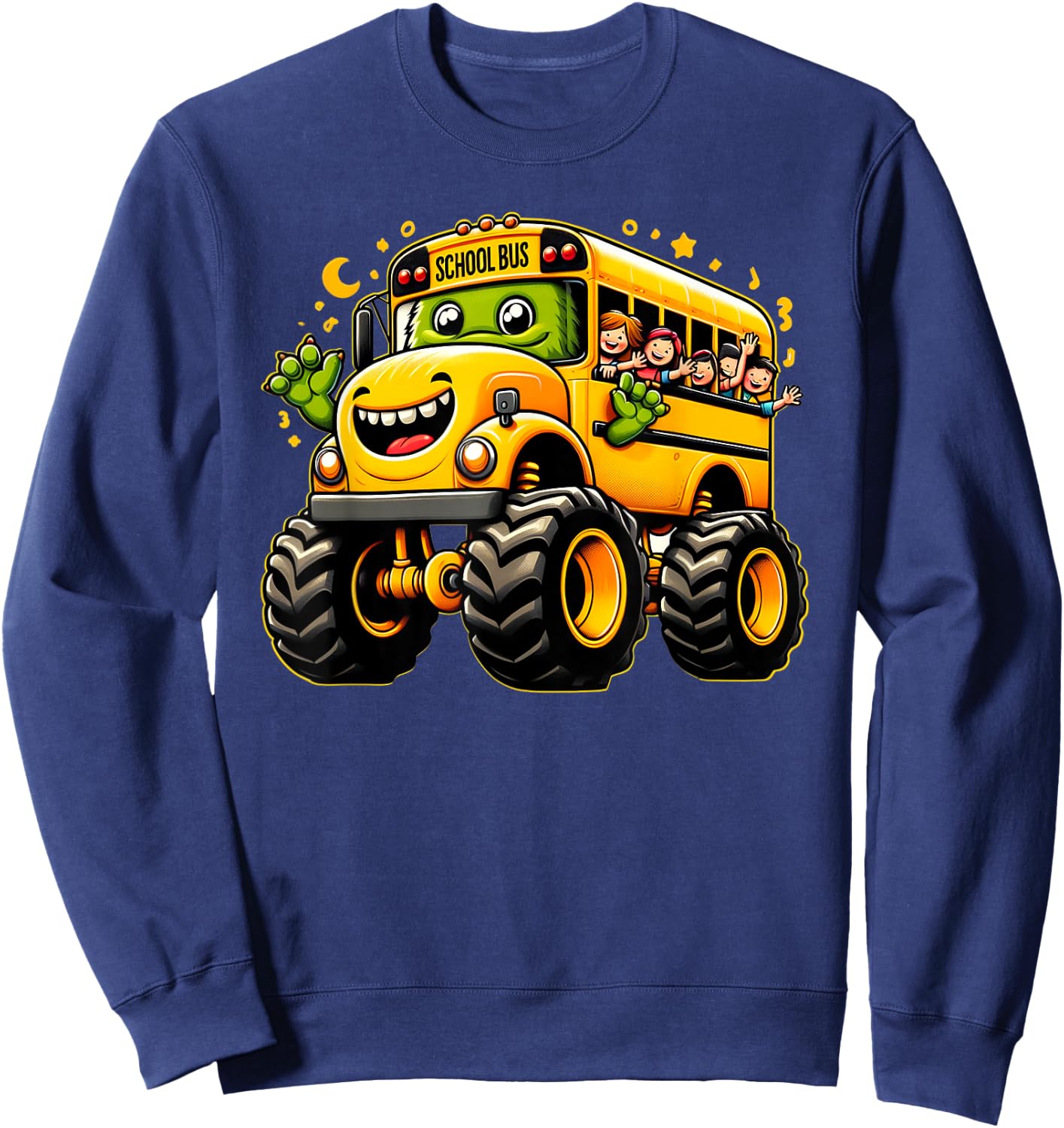Yellow Monster Truck School Bus Cute School Bus Driver Sweatshirt - Sweatshirt | Navy