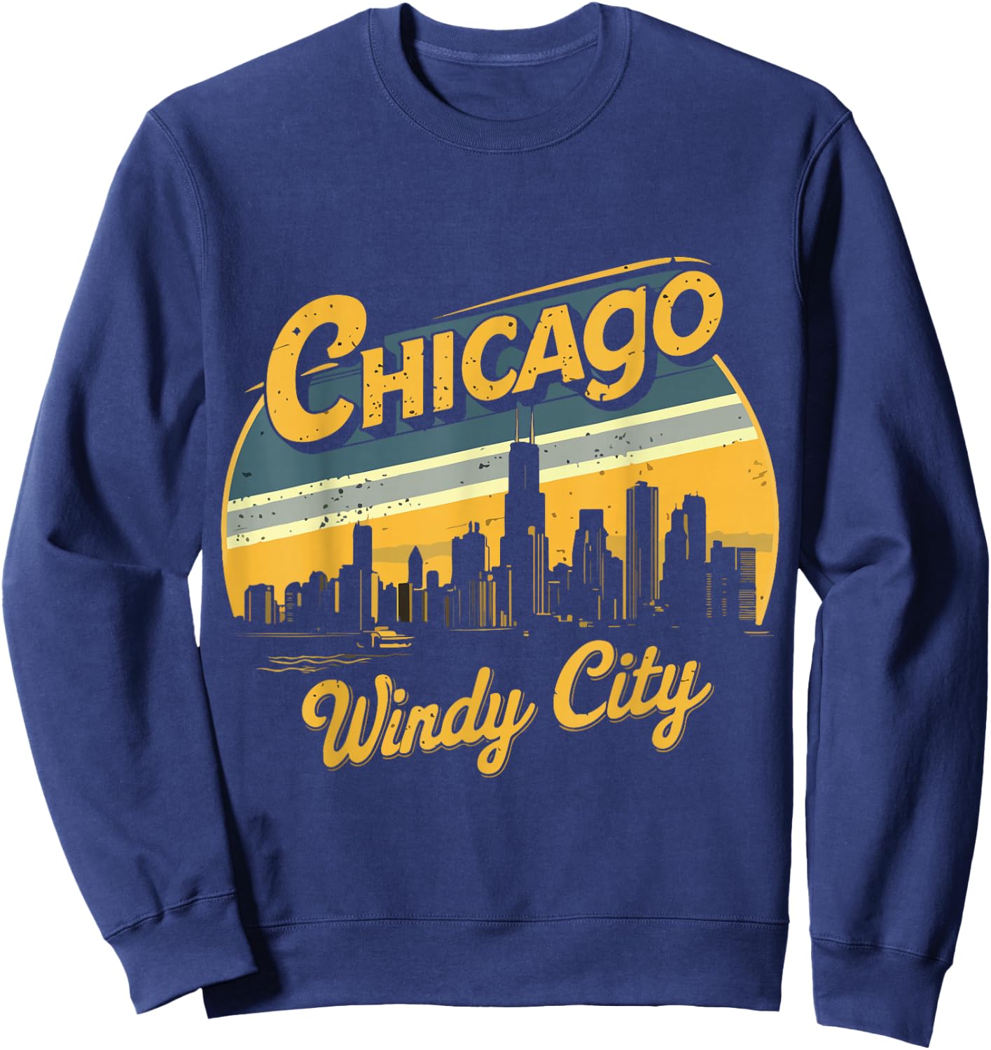 Chicago Skyline Windy City Costume Vintage Illinois Souvenir Sweatshirt - Sweatshirt | Navy