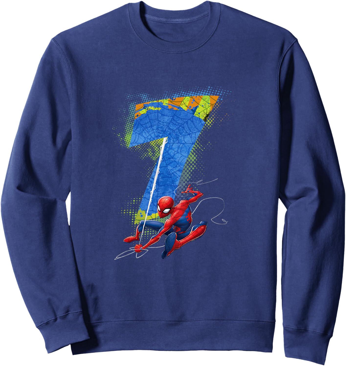Marvel Super Heroes Spider-Man 7 Year Old Seventh Birthday Sweatshirt - Sweatshirt | Navy