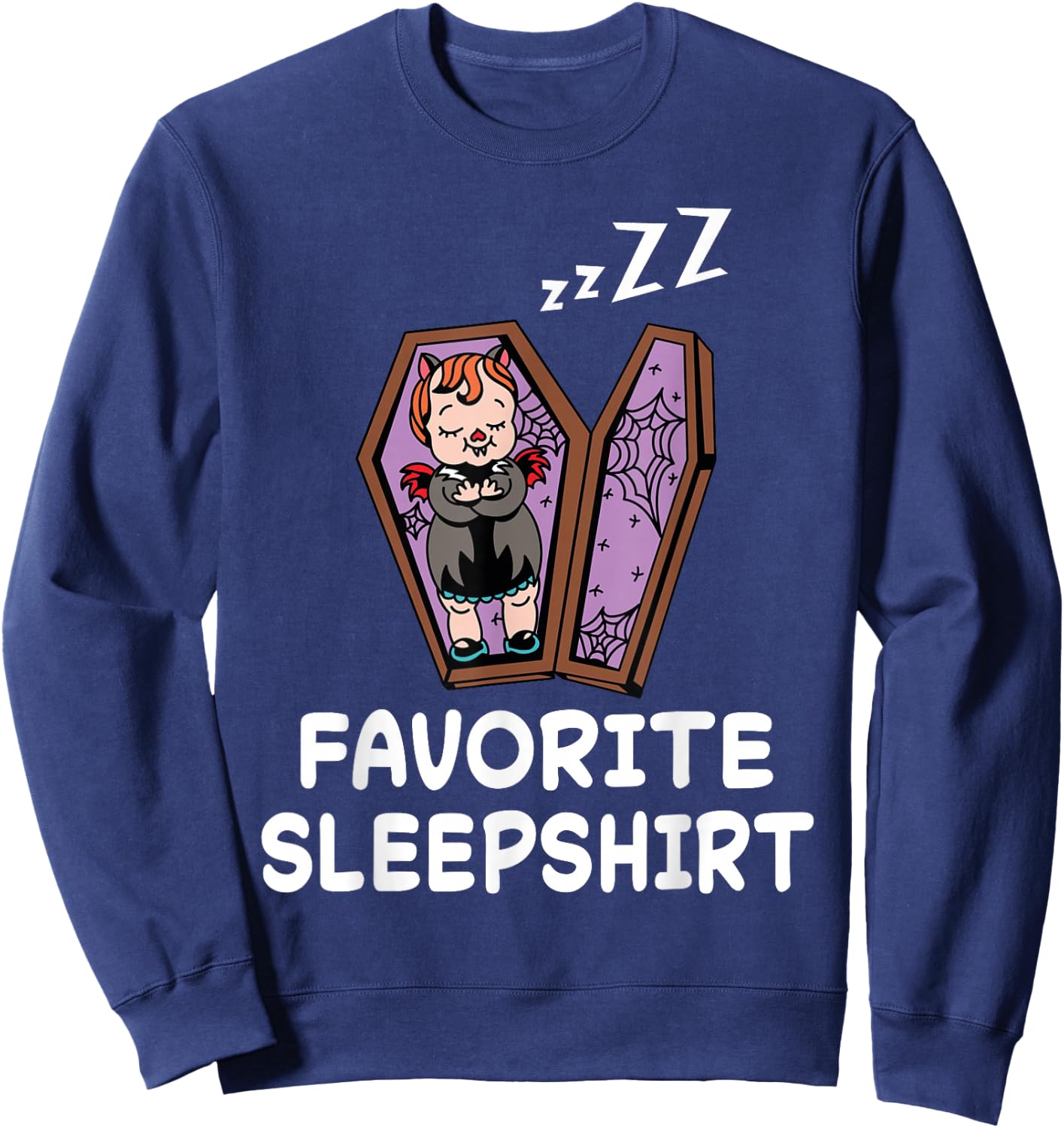 Vampire Vampires Nap Sleeping Sleep Pajama Nightgown Sweatshirt - Sweatshirt | Navy