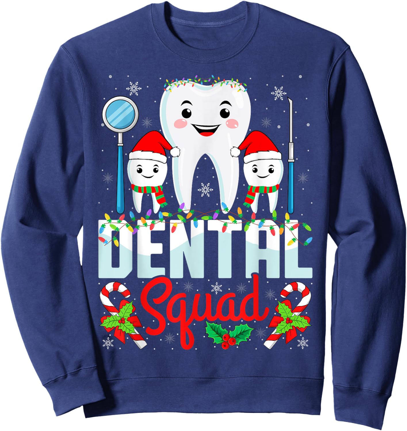 Dental Squad Santa Hat Xmas Dentist Hygienist Christmas Sweatshirt - Sweatshirt | Navy