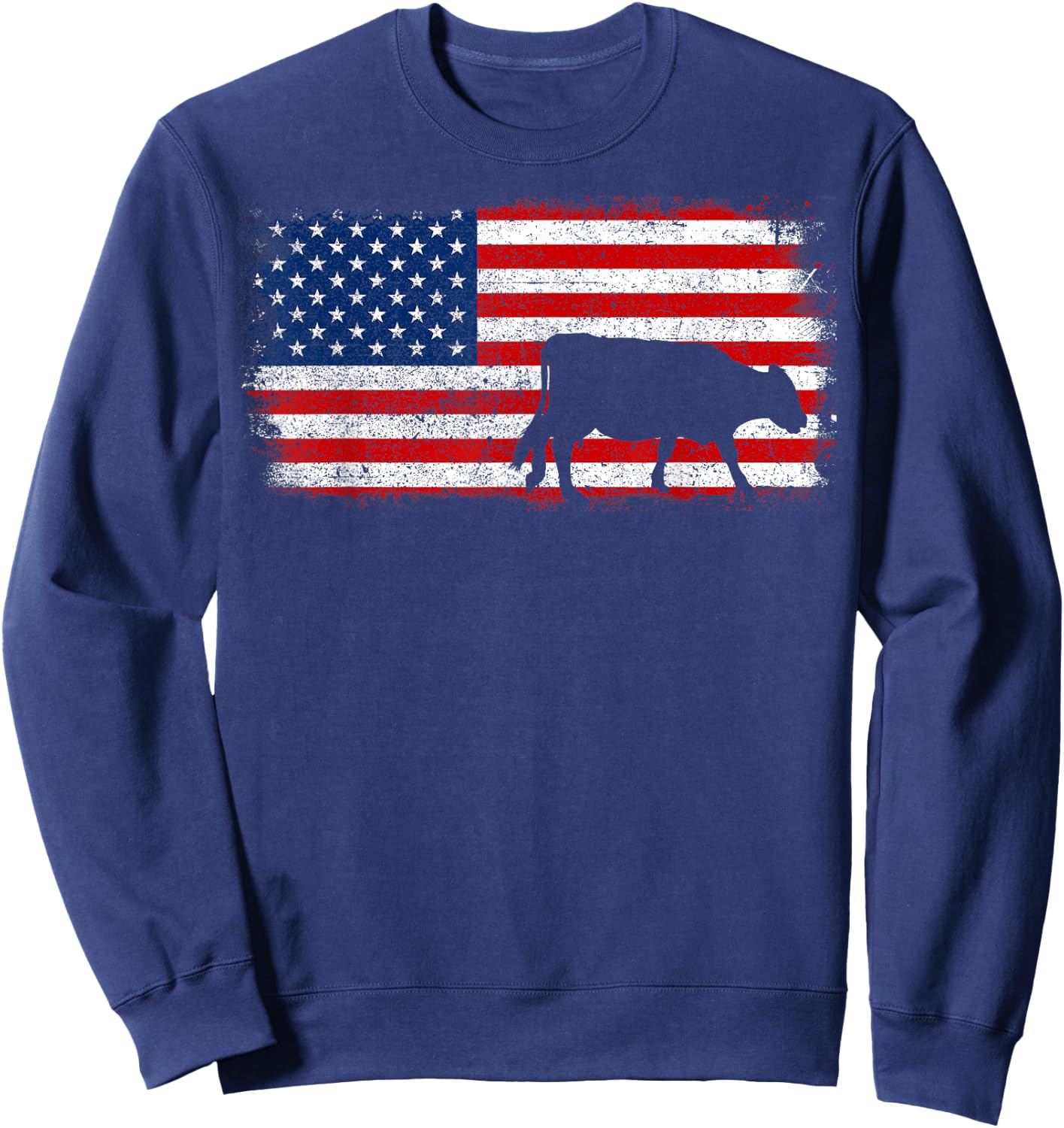 Hereford Cow Flag Vintage Patriotic Gift Kids Men Sweatshirt - Sweatshirt | Navy