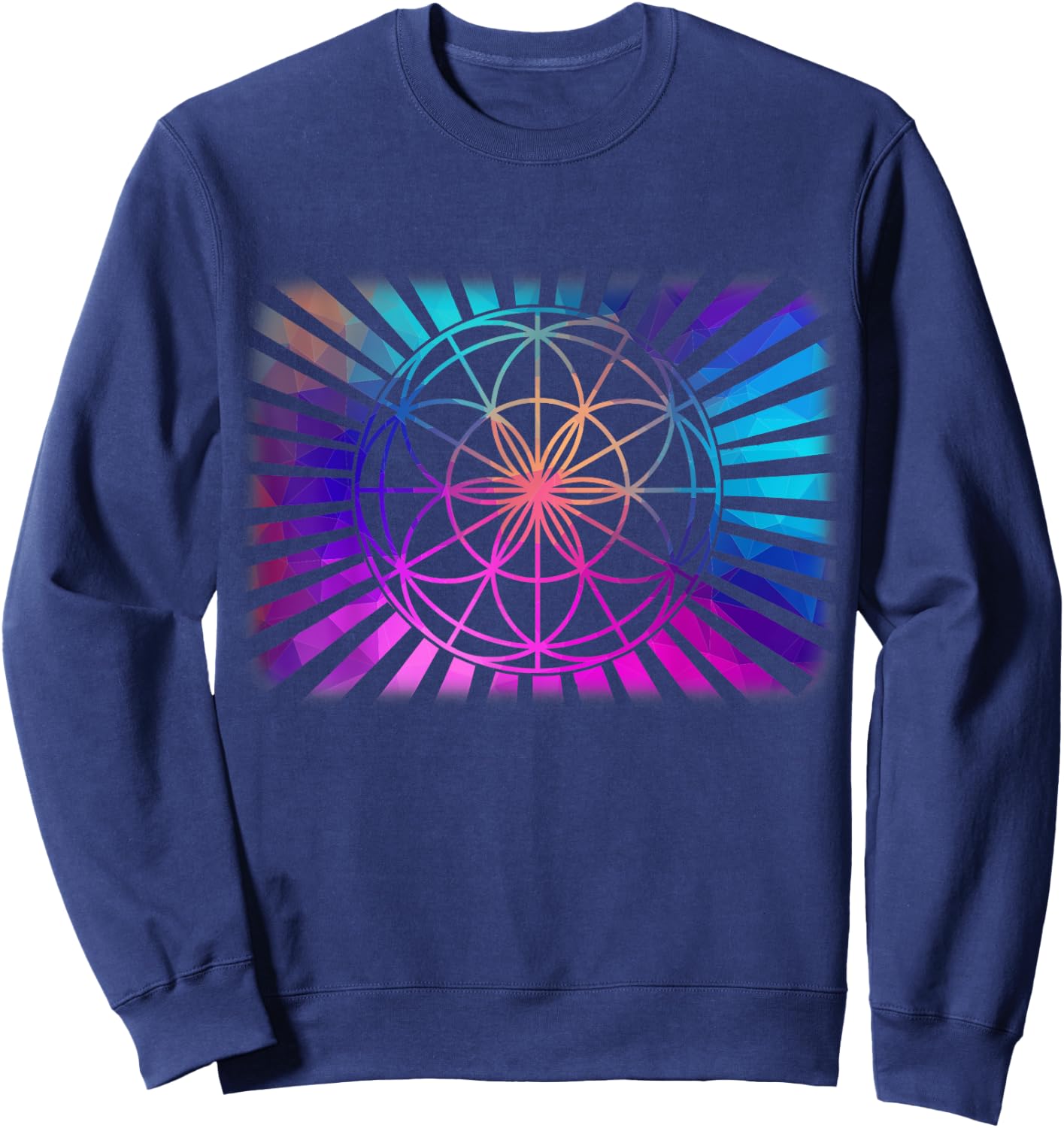 Sacred Geometry Geometric Flower Of Life Sweatshirt - Sweatshirt | Navy