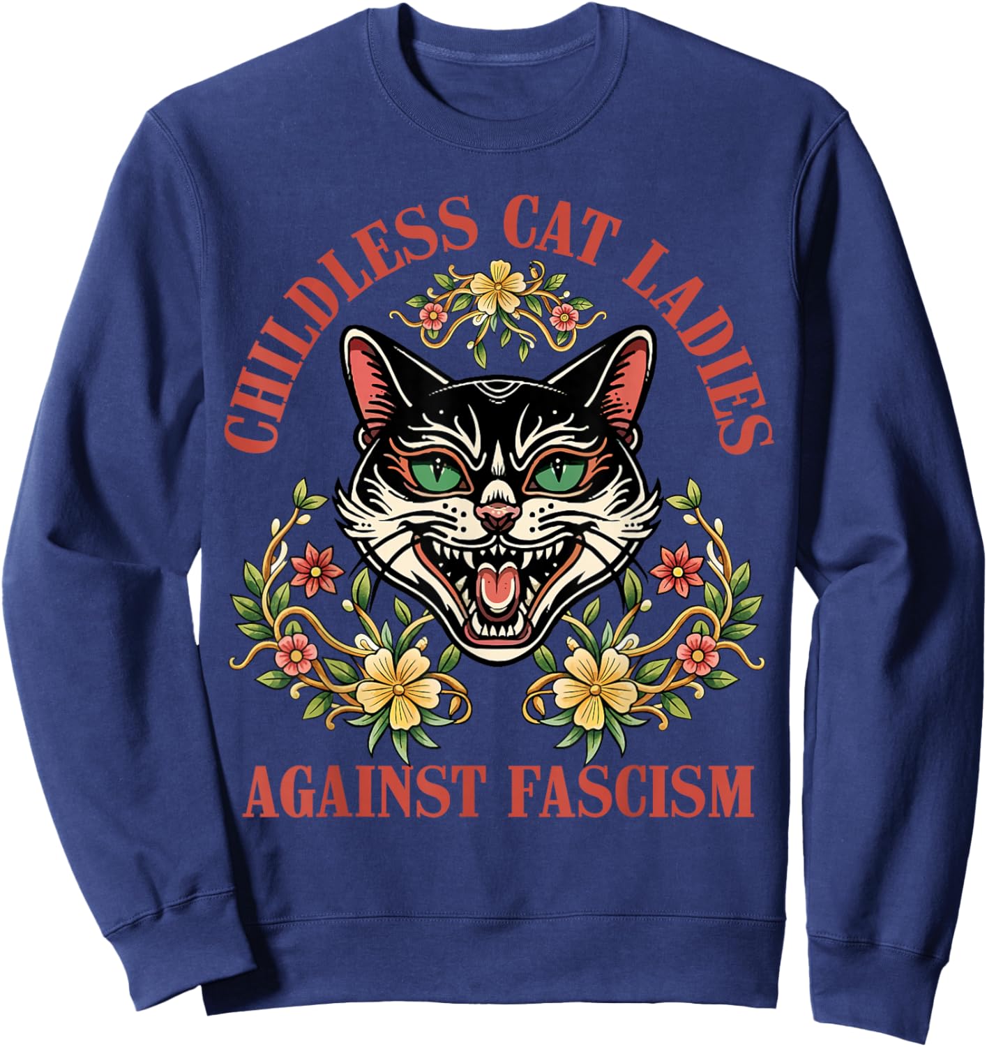 Childless Cat Ladies Against Fascism Sweatshirt - Sweatshirt | Navy