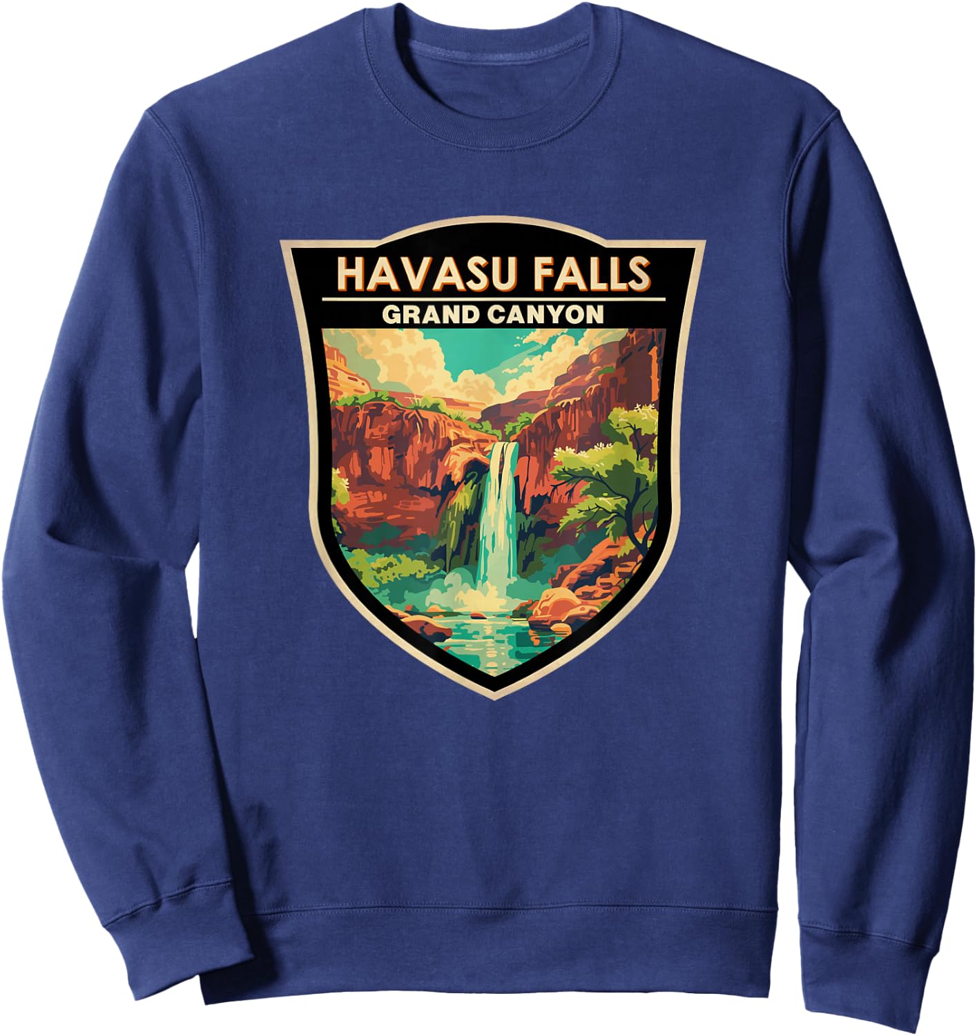 Havasu Falls Grand Canyon Landmark Badge Vintage Sweatshirt - Sweatshirt | Navy