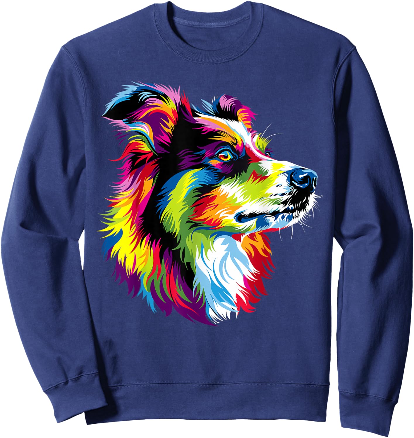 Australian Shepherd Dog Colorful Pop Art Rainbow Cute Aussie Sweatshirt - Sweatshirt | Navy